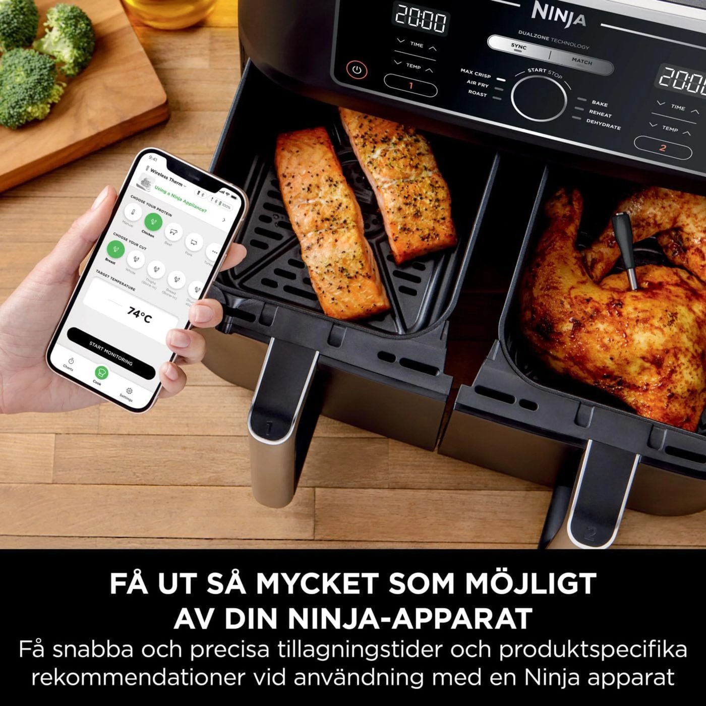 Ninja ProChef trådlös stektermometer Svart/silver