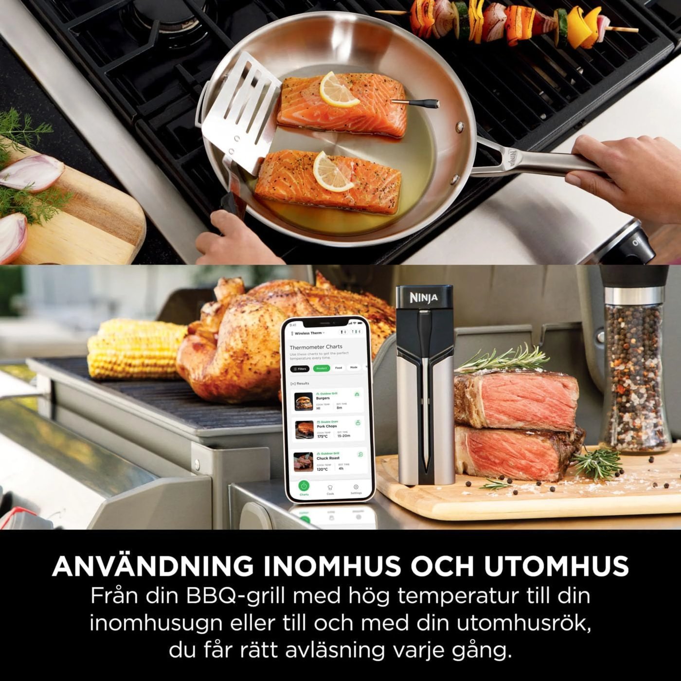 Ninja ProChef trådlös stektermometer Svart/silver