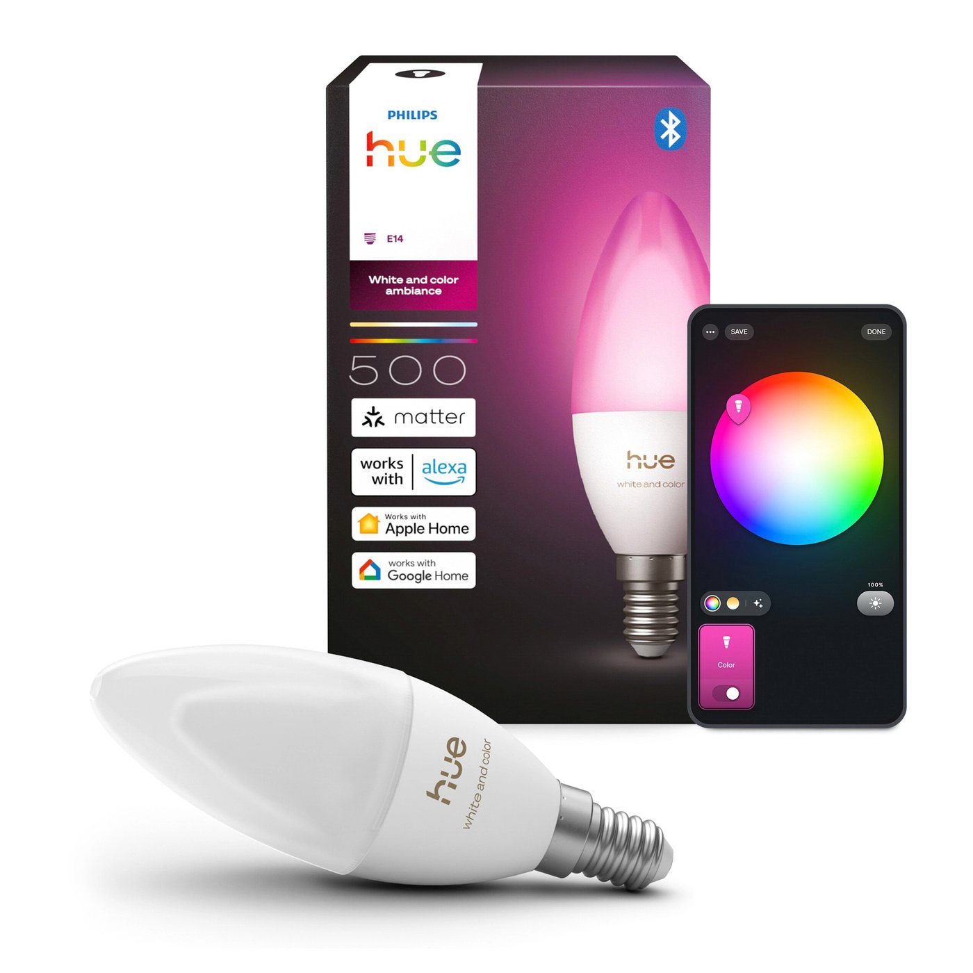 Philips Hue White and Color Ambiance kronljus E14 1-pack