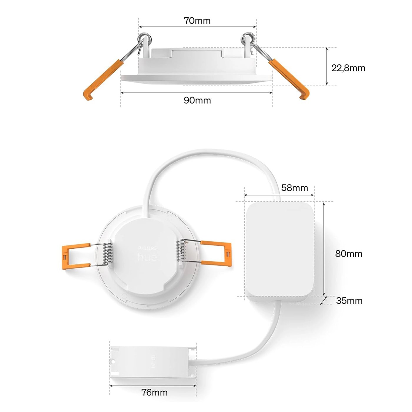 Philips Hue Slim infälld spotlight 90 mm 3-pack Vit