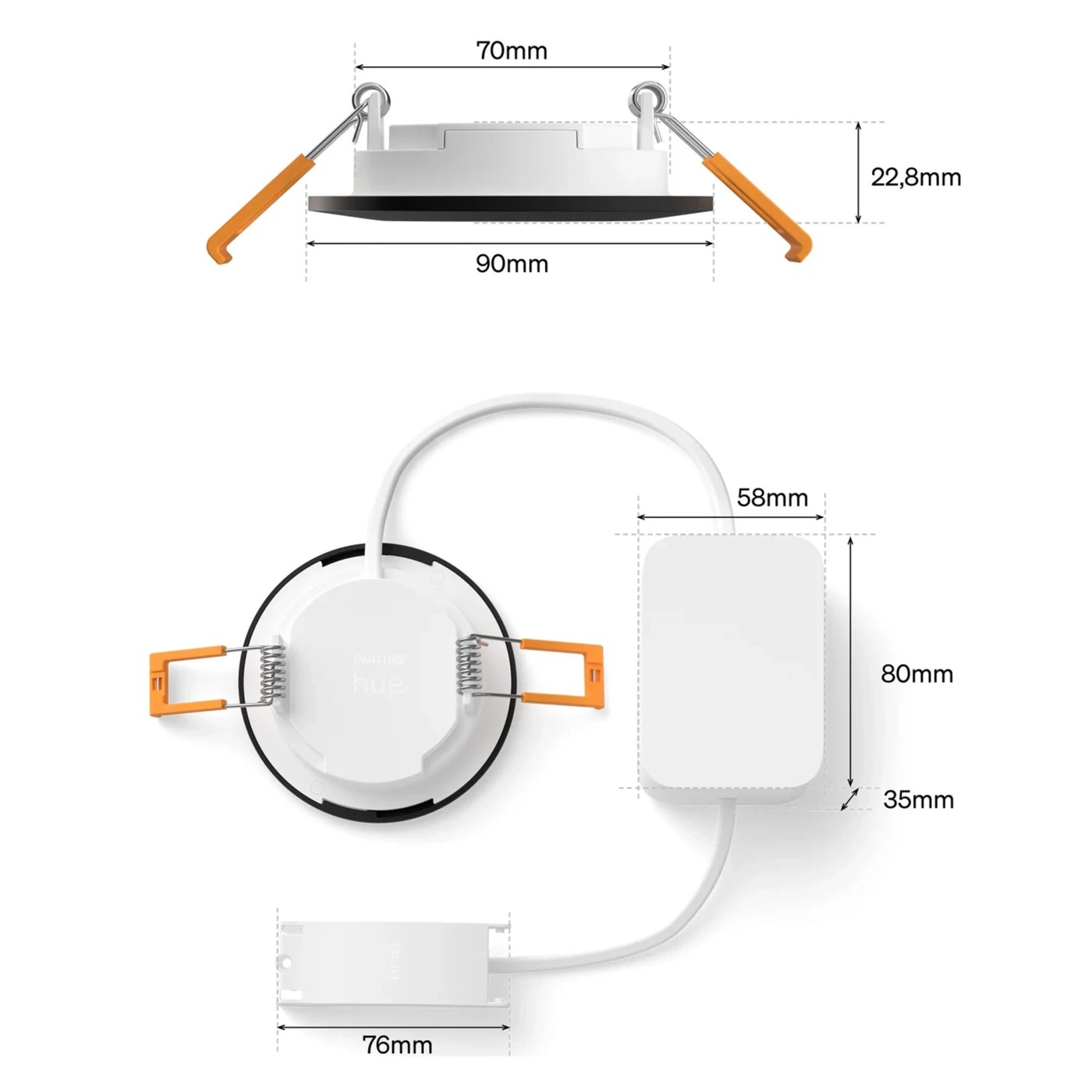 Philips Hue Slim infälld spotlight 90 mm 1-pack Svart