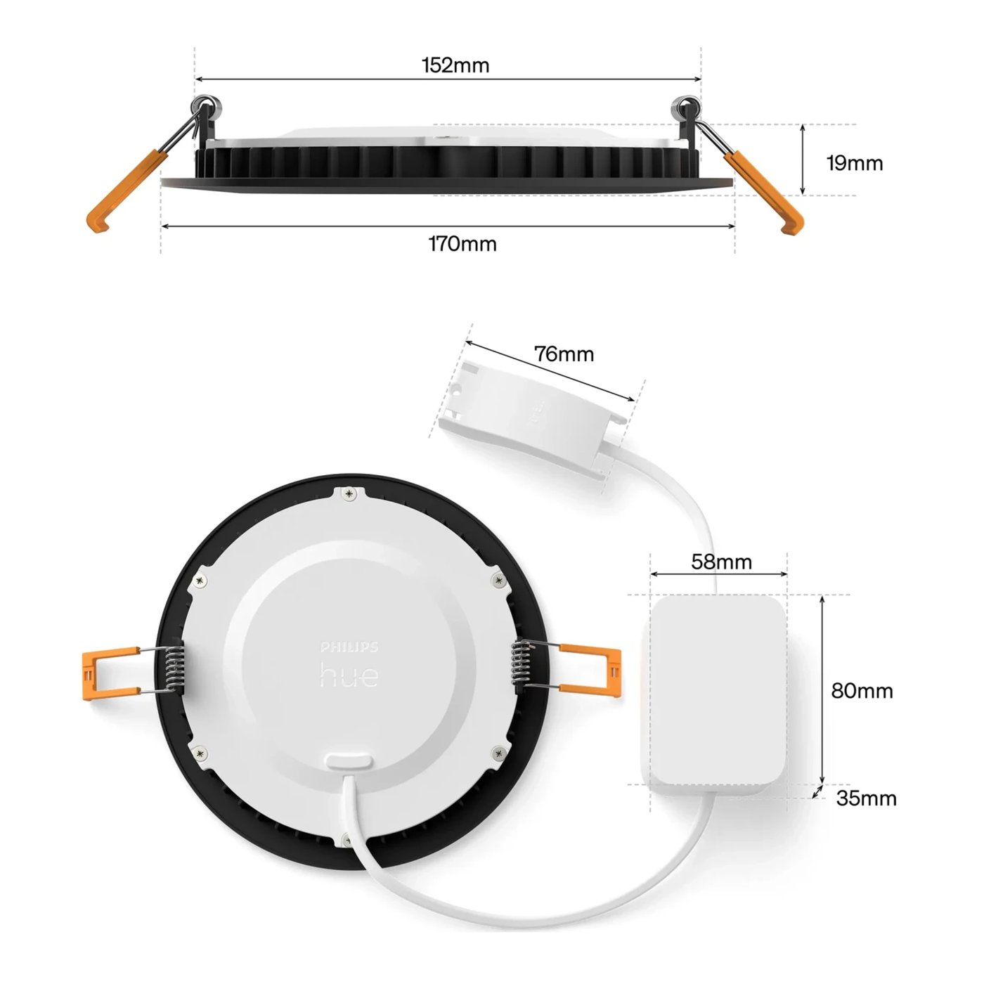 Philips Hue Slim infälld spotlight 170 mm 1-pack Svart
