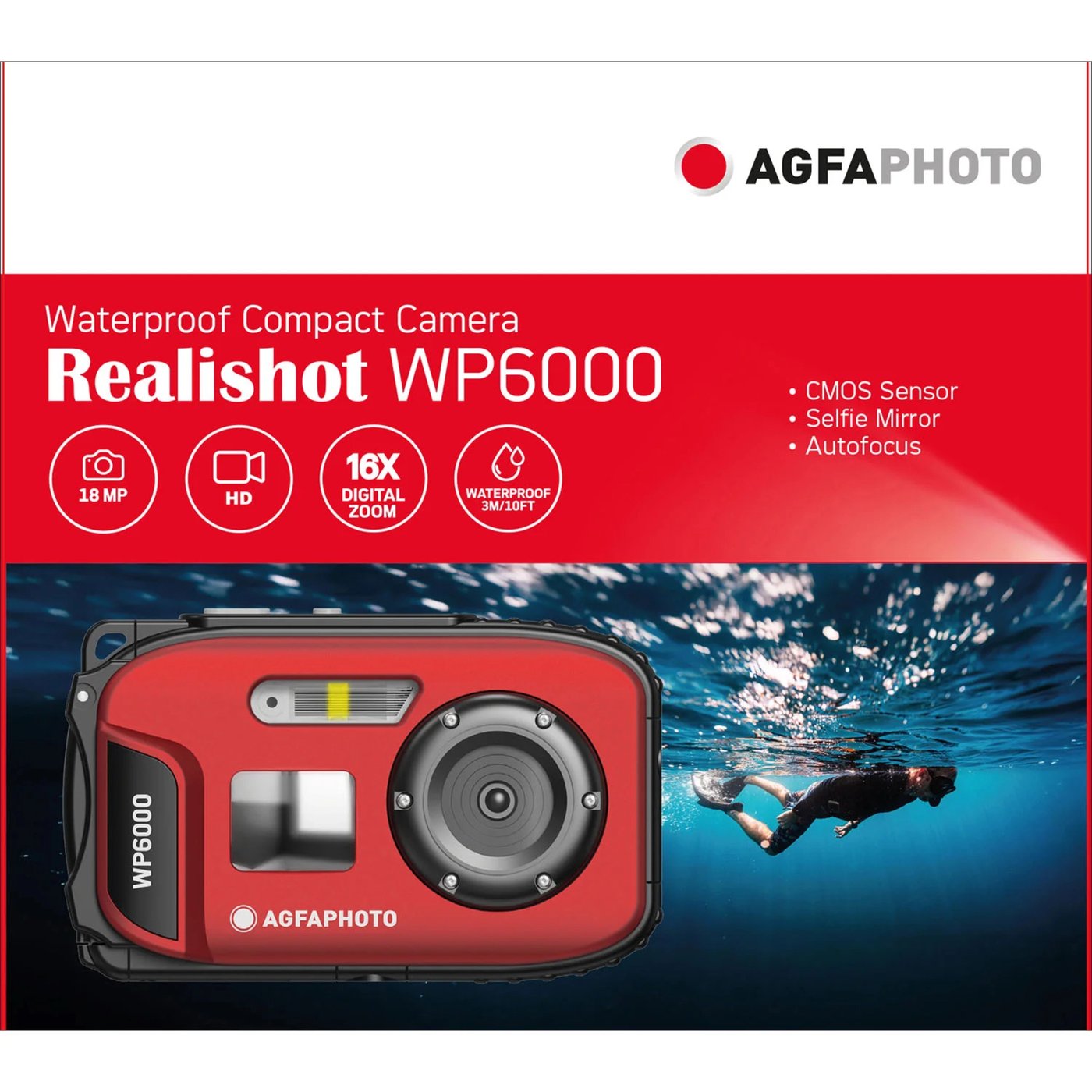 AgfaPhoto Realishot WP6000 vattentät kompaktkamera Röd