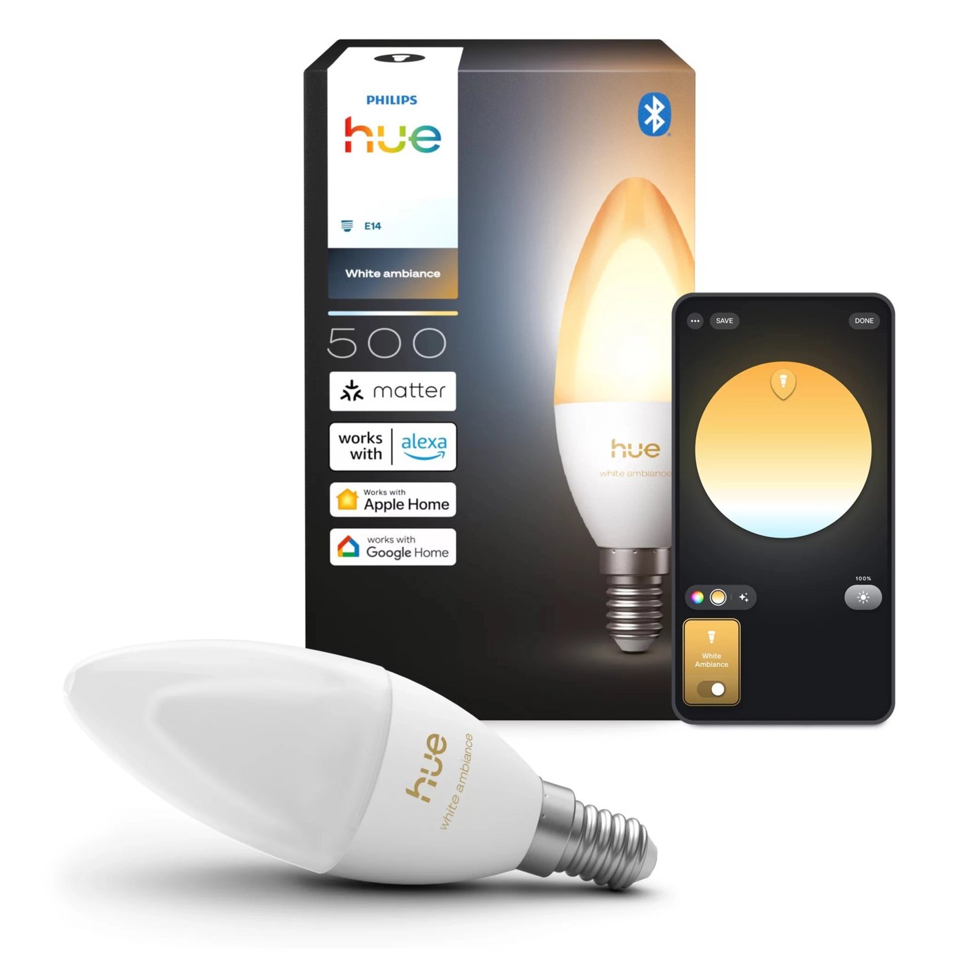 Philips Hue White Ambiance kronljuslampa E14 1-pack