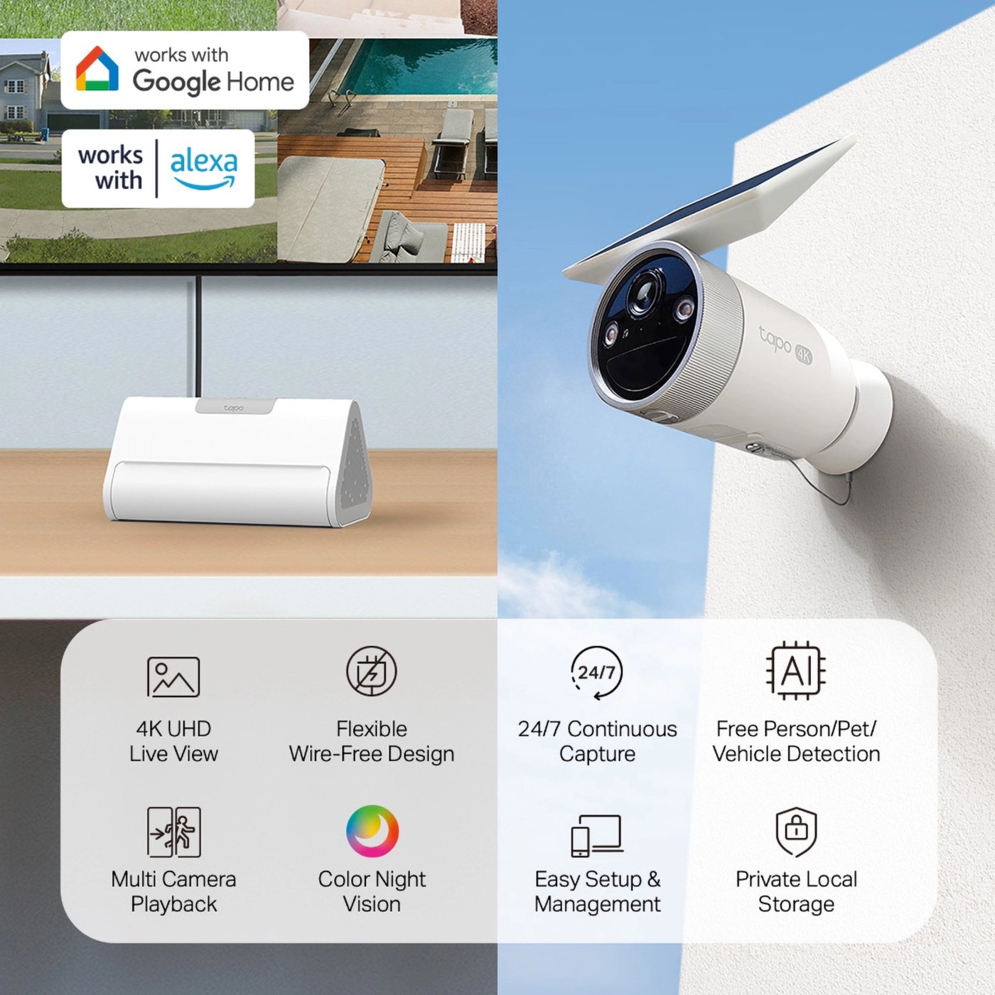 TP-Link Tapo HB610 4K-solkameraer 2-pakning + H500 CentralHub