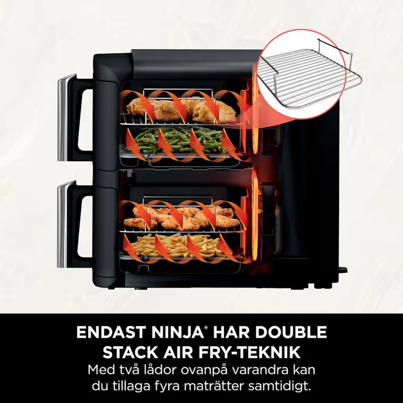Ninja Stacked Dual Zone varmluftsfritös 7,6 L