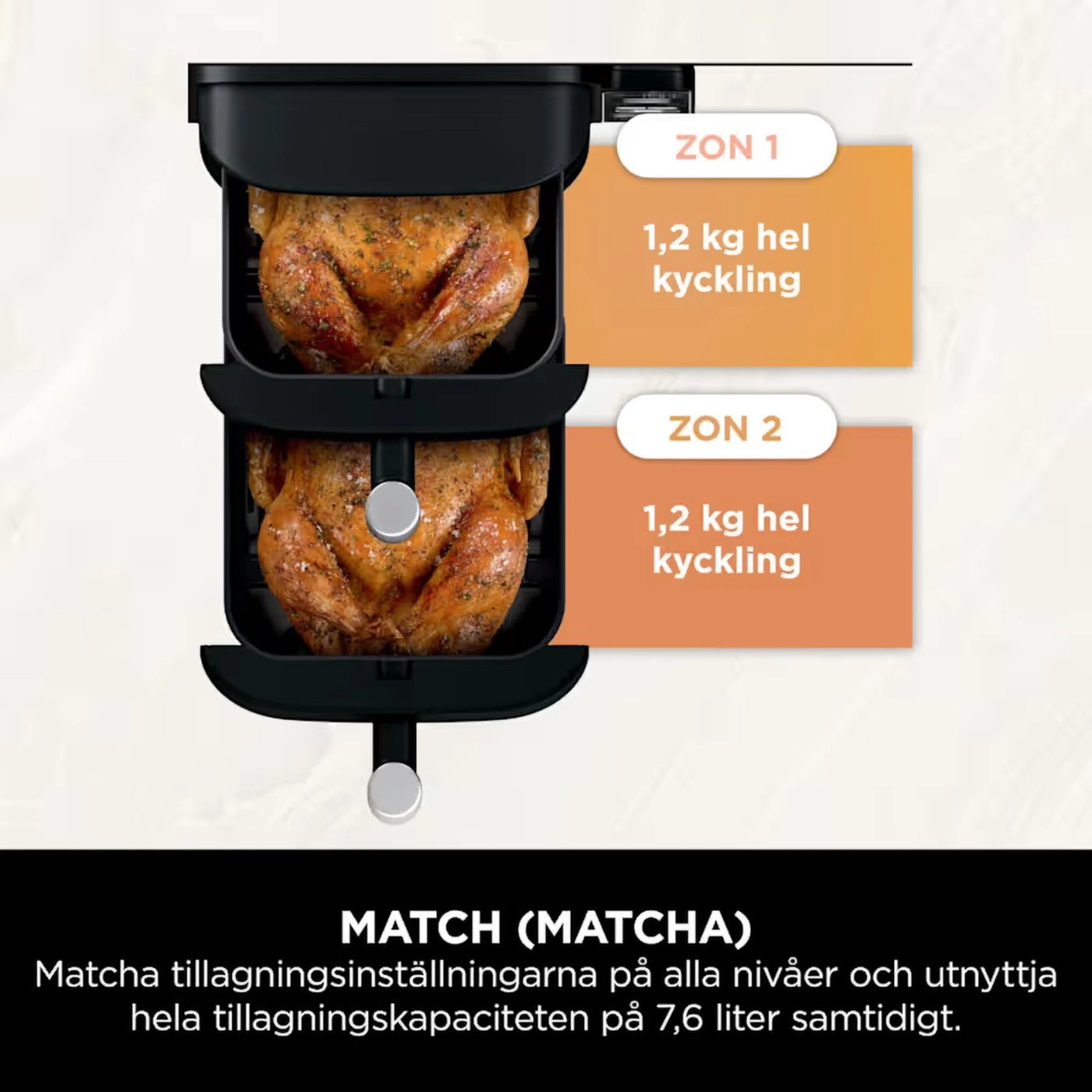 Ninja Stacked Dual Zone varmluftsfritös 7,6 L