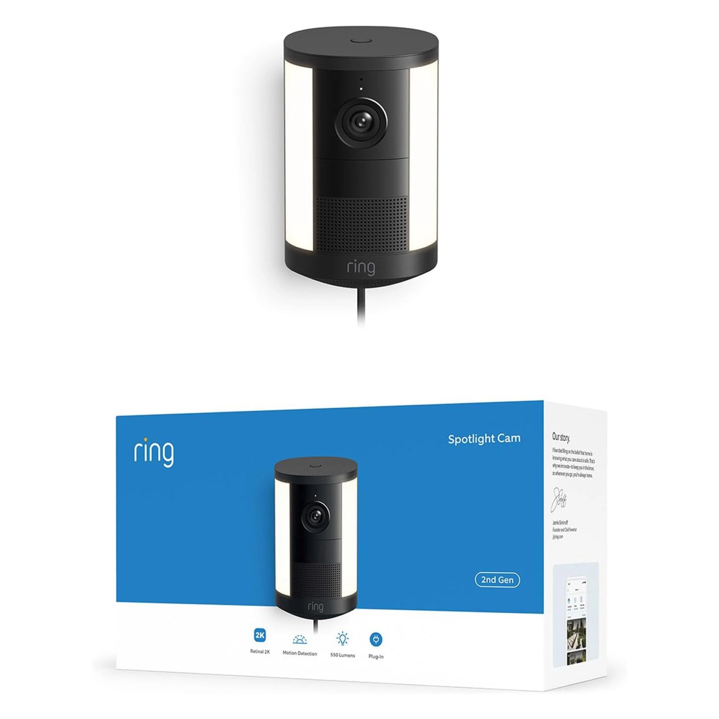 Ring Spotlight Cam Pro plug-in övervakningskamera Svart