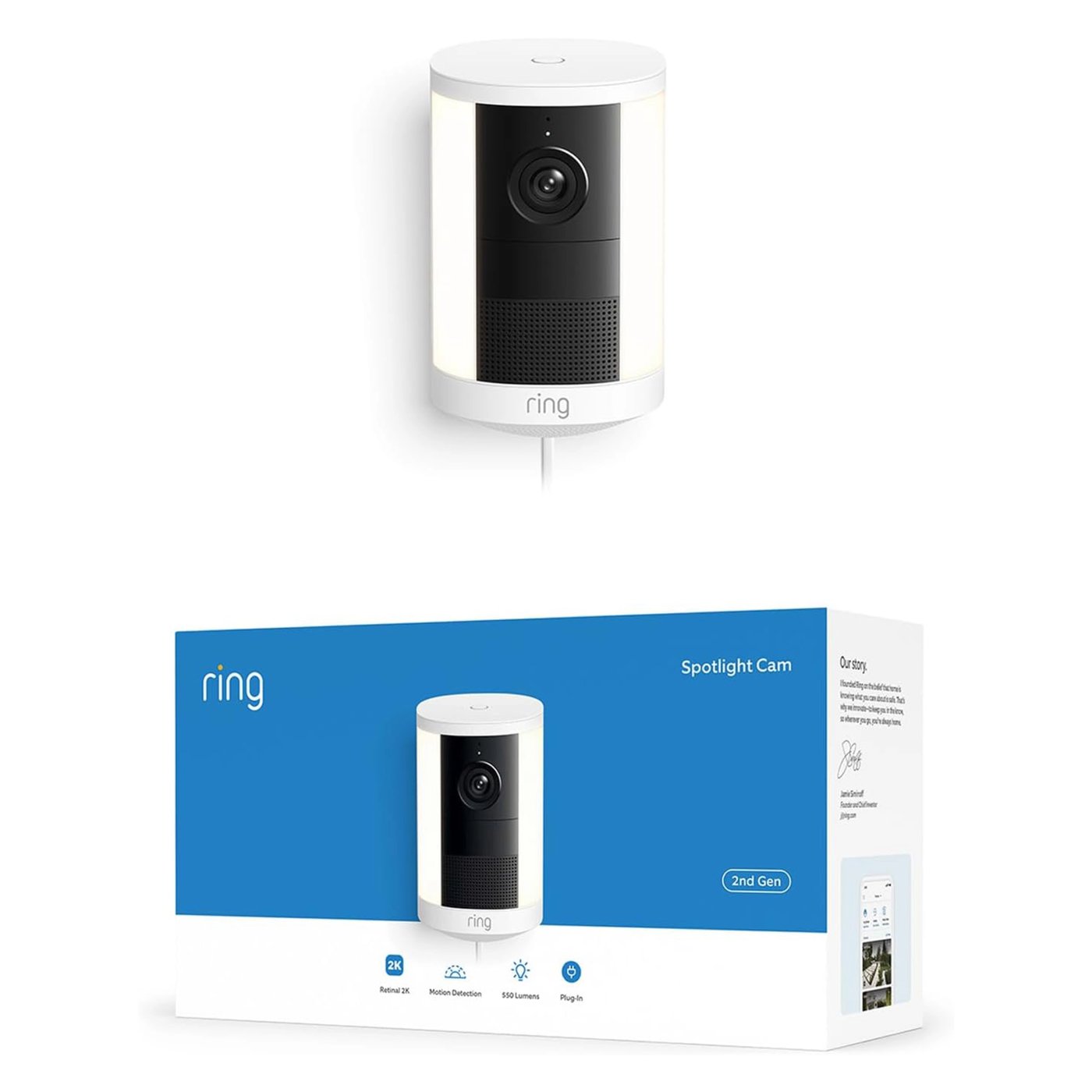 Ring Spotlight Cam Pro plug-in övervakningskamera Vit
