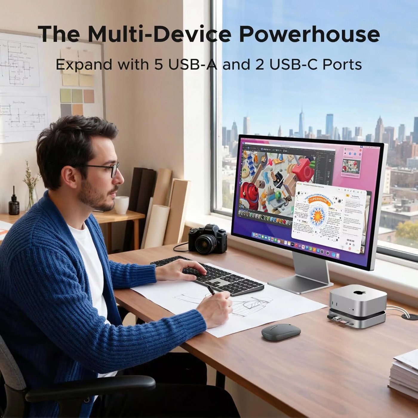 Ugreen Mac mini 11-i-1-dockningsstation med SSD-plats