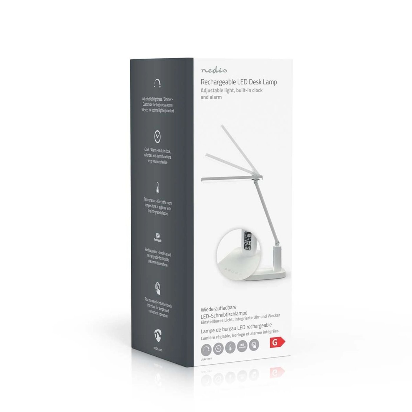 Nedis Laddbar LED-skrivbordslampa med display