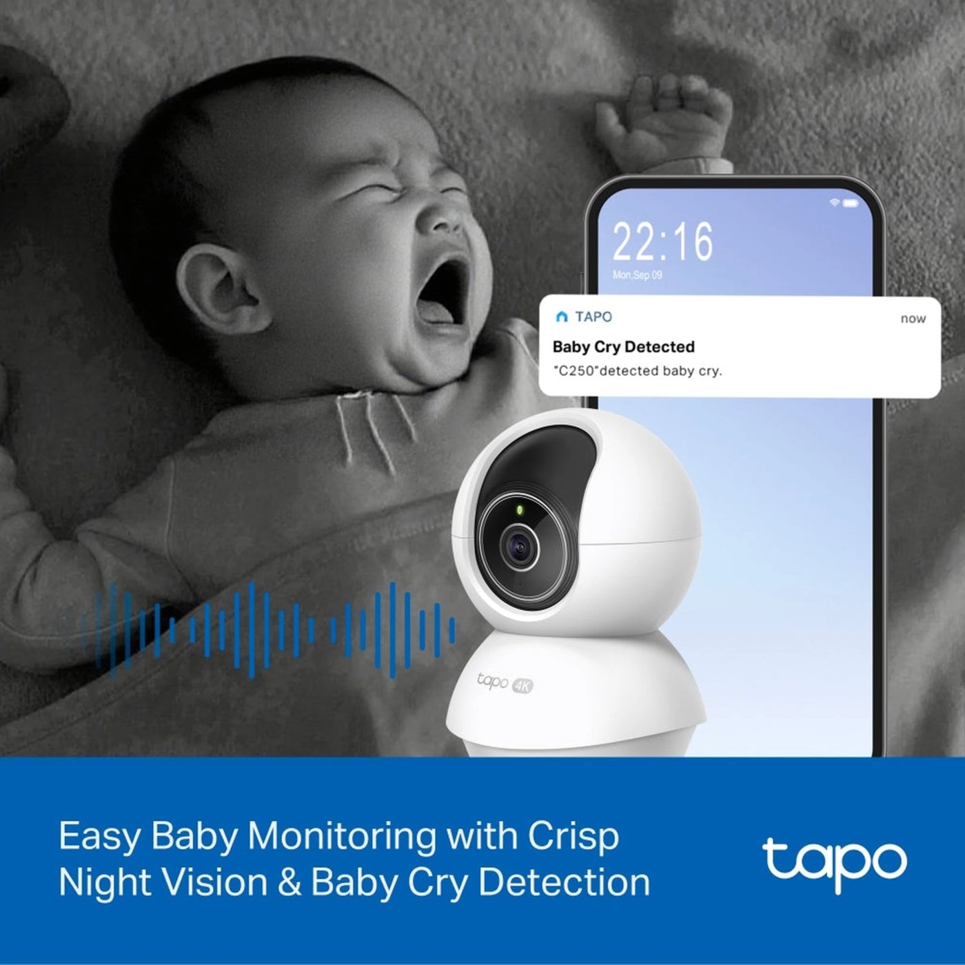 TP-Link Tapo C250 pan/tilt-övervakningskamera med 4K Vit