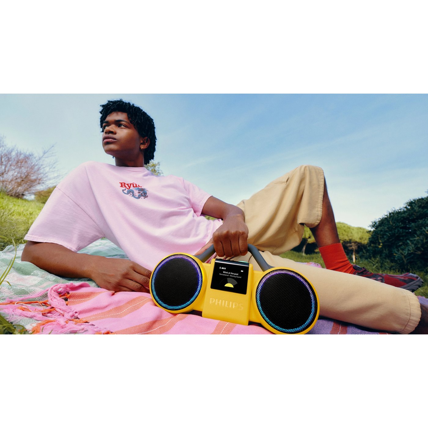 Philips Moving Sound The Roller Bluetooth-høyttaler Gul