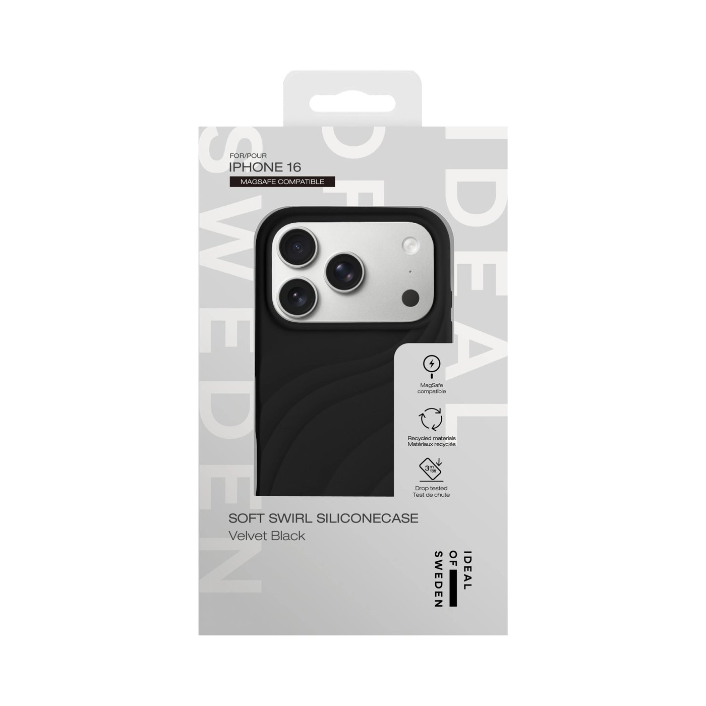 IDEAL OF SWEDEN Soft Swirl silikondeksel med MagSafe for iPhone 16 Velvet Black