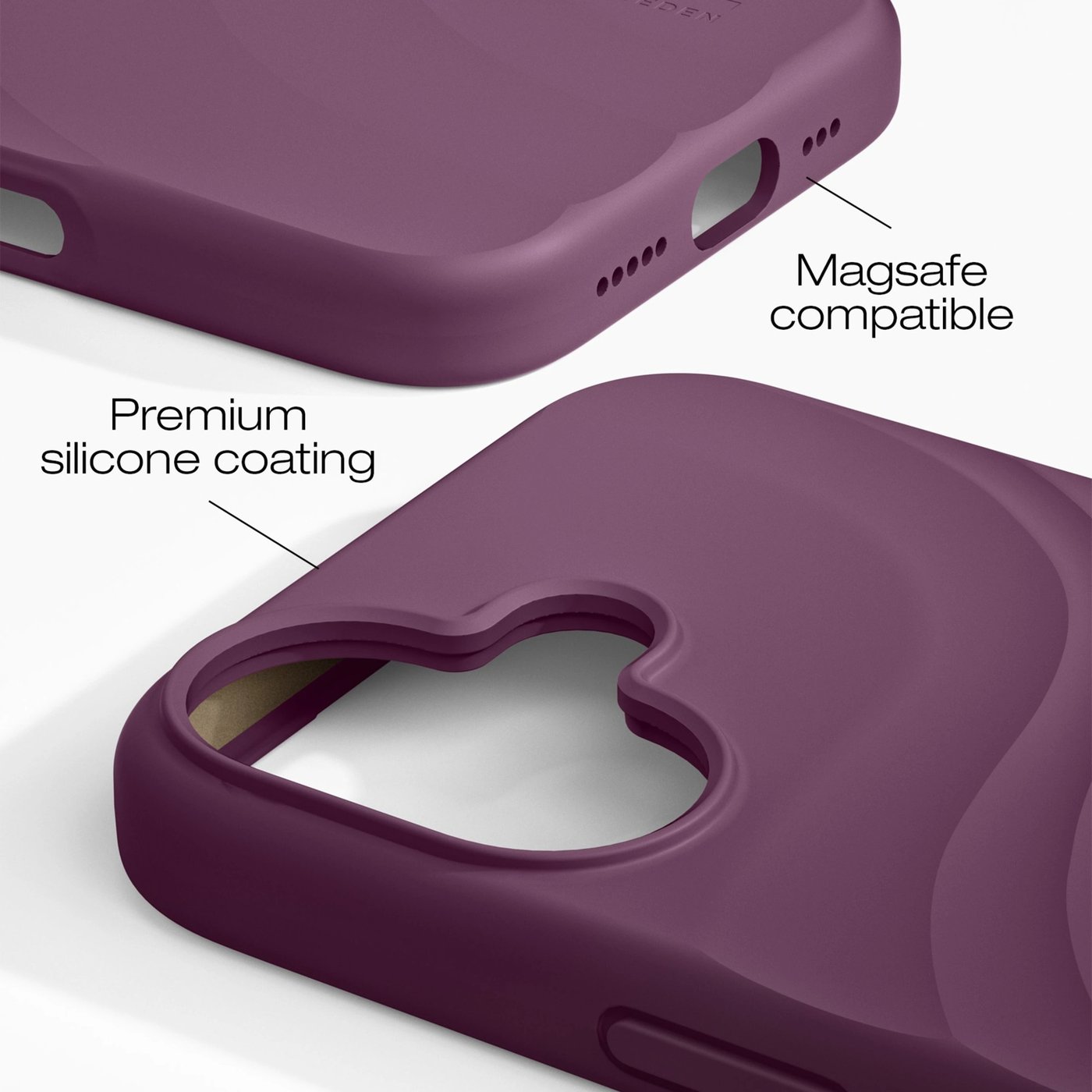 IDEAL OF SWEDEN Soft Swirl silikondeksel med MagSafe for iPhone 16 Velvet Plum