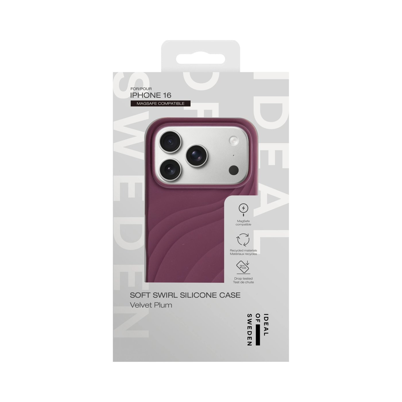 IDEAL OF SWEDEN Soft Swirl silikondeksel med MagSafe for iPhone 16 Velvet Plum