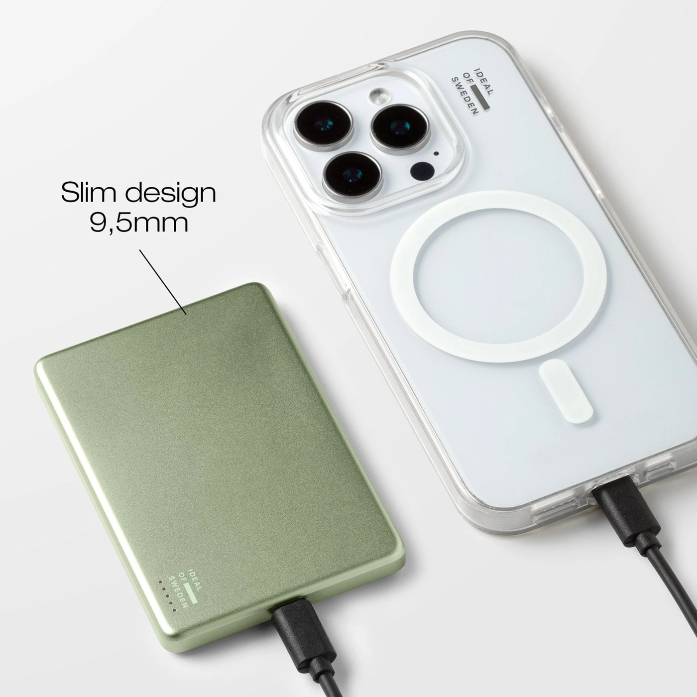 IDEAL OF SWEDEN Slim Powerbank MagSafe 5000 mAh Sage Green