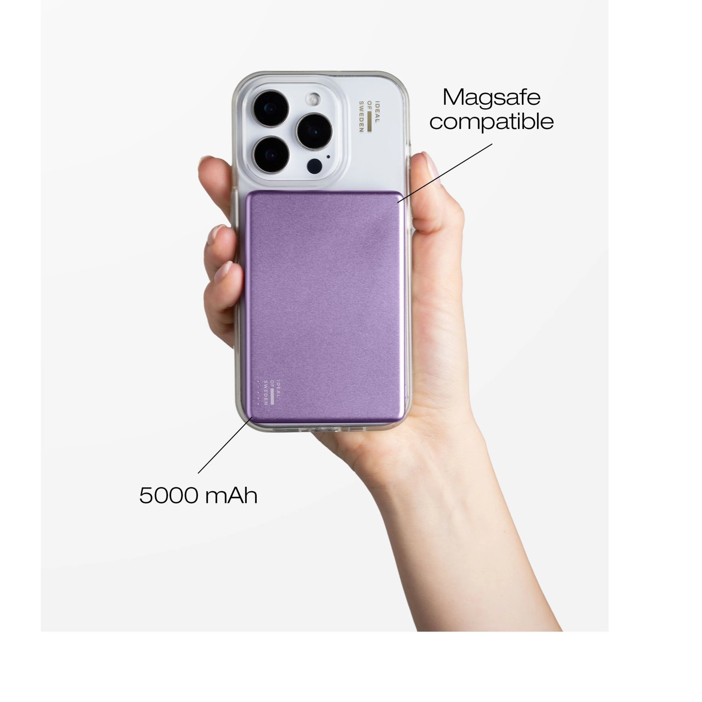 IDEAL OF SWEDEN Slim Powerbank MagSafe 5000 mAh Lavender Milk