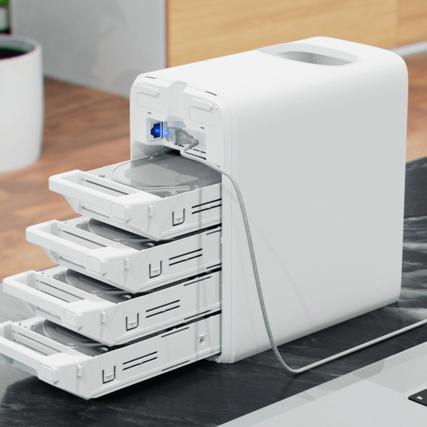 Ubiquiti UniFi UNAS 4 – nätverkslagring med fyra fack Vit