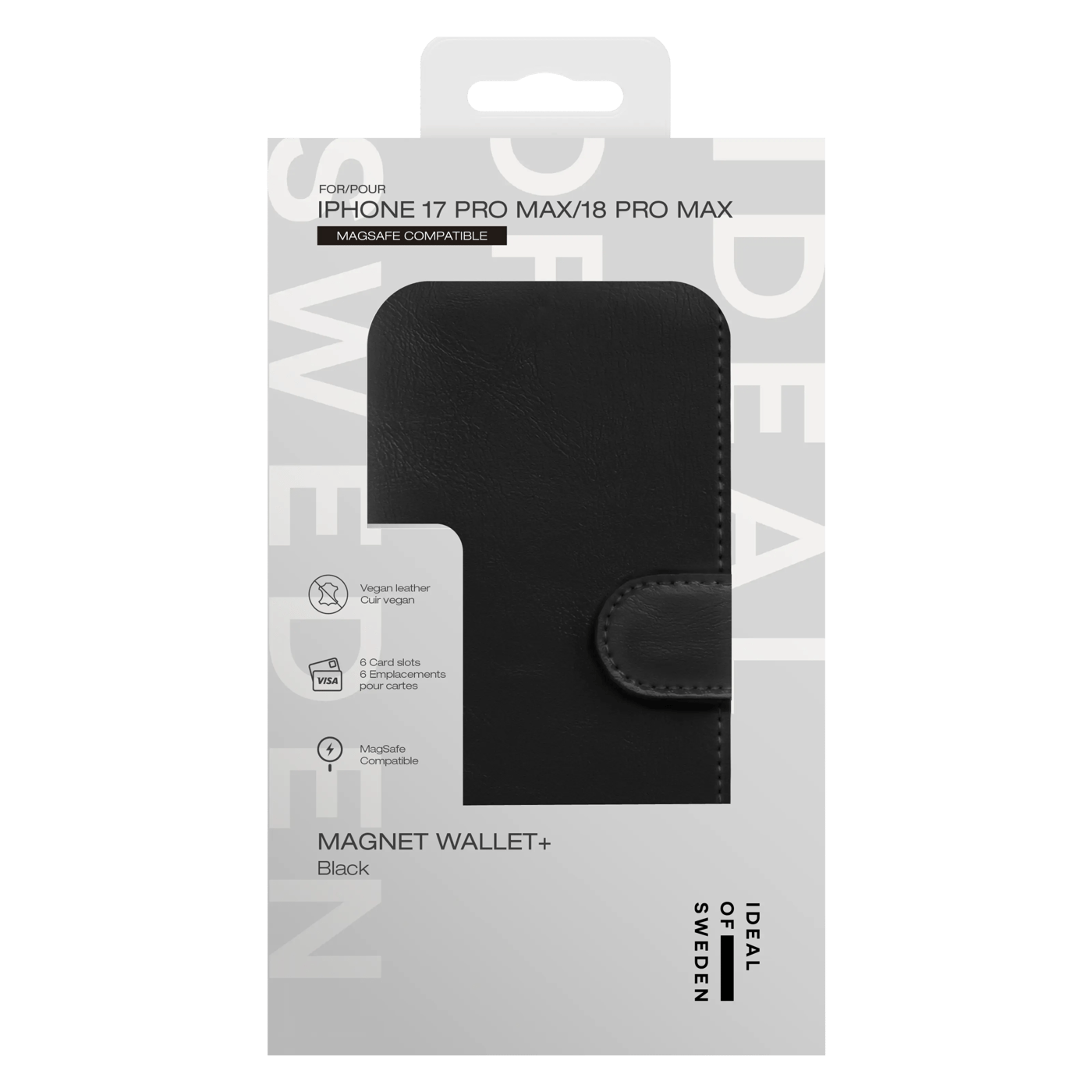 IDEAL OF SWEDEN Magnet Wallet+ lommebokdeksel iPhone 17/18 Pro Max Sort