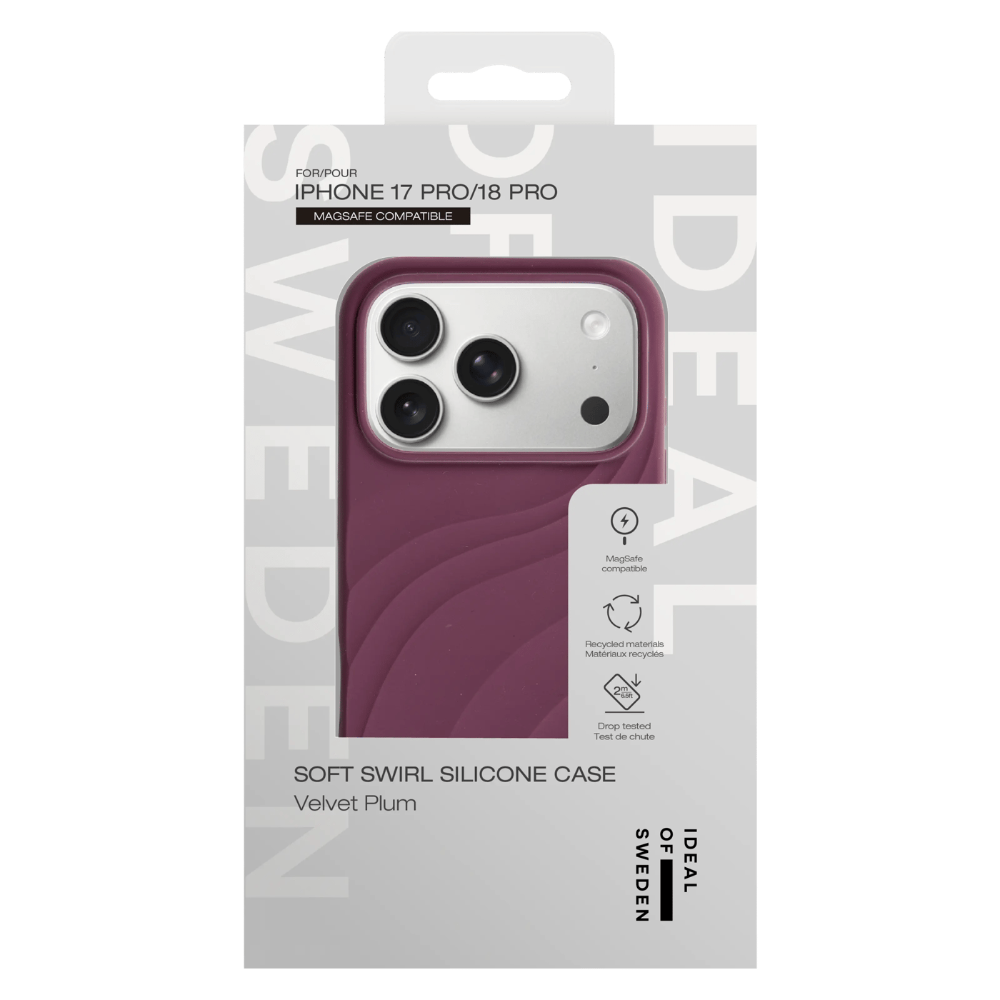 IDEAL OF SWEDEN Soft Swirl Silicone Case MagSafe till iPhone 17 Pro/18 Pro Velvet Plum