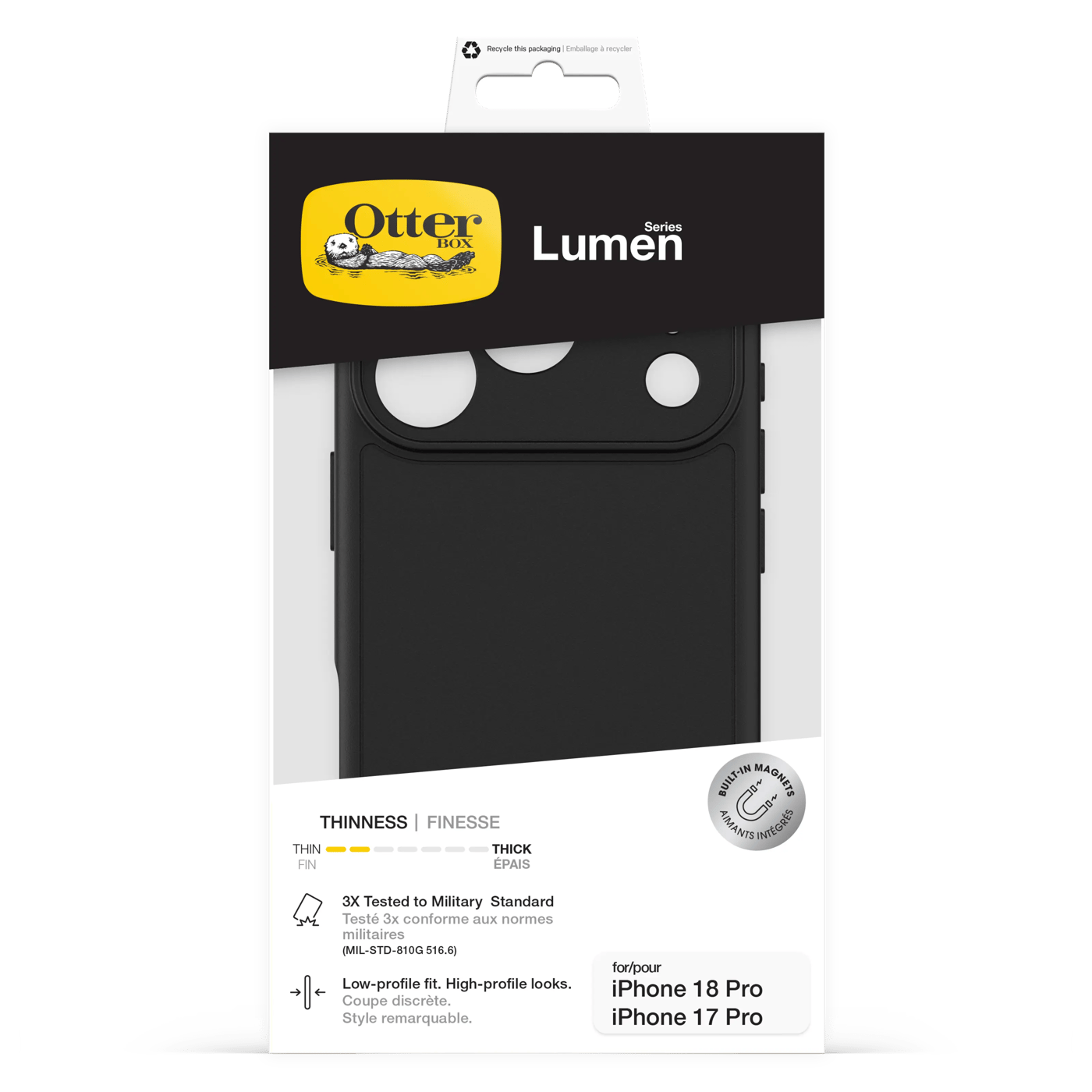 Otterbox Lumen Series-mobilskal till iPhone 18 Pro Svart