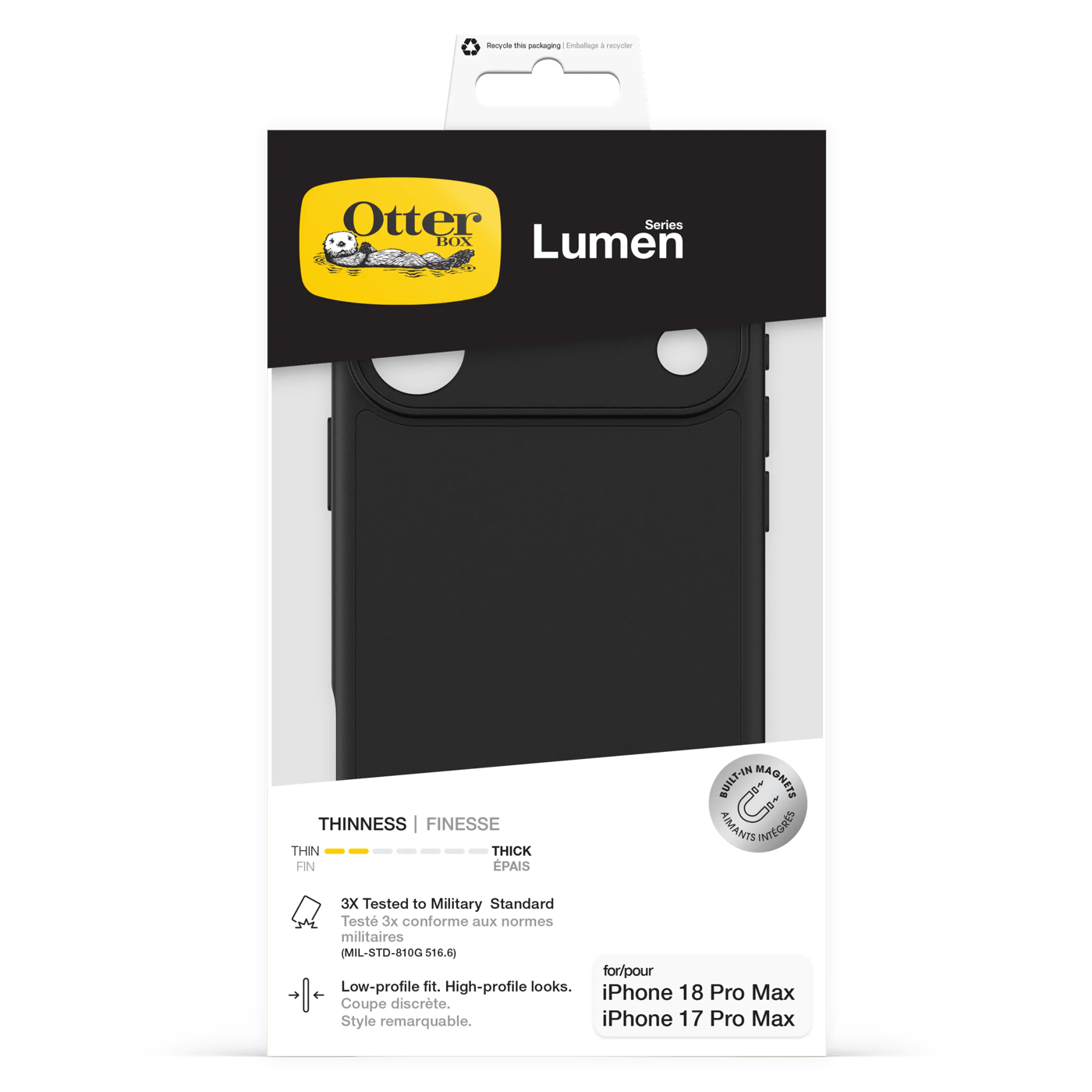 Otterbox Lumen Series-mobilskal till iPhone 18 Pro Max Svart