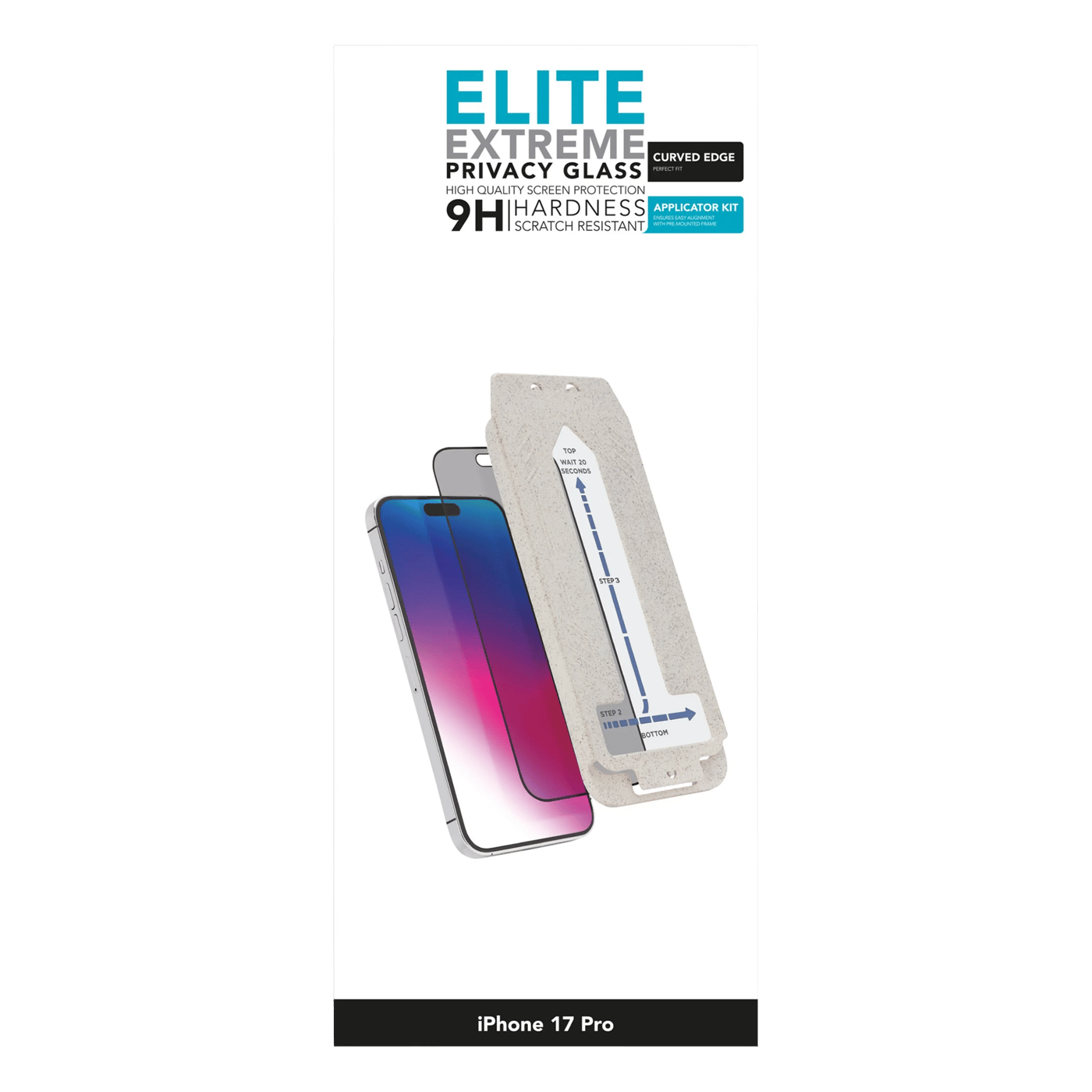 Linocell Elite Extreme Curved Privacy Skjermbeskytter for iPhone 17 Pro