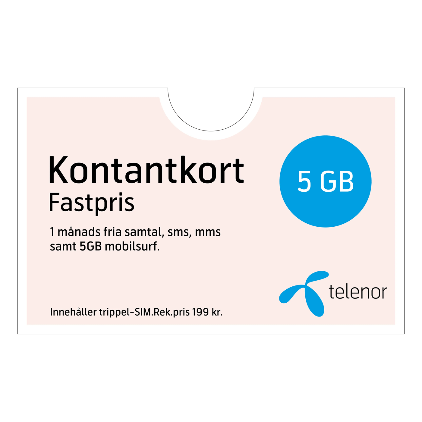 Telenor Fastpris Kontantkort 1 månad 5 GB