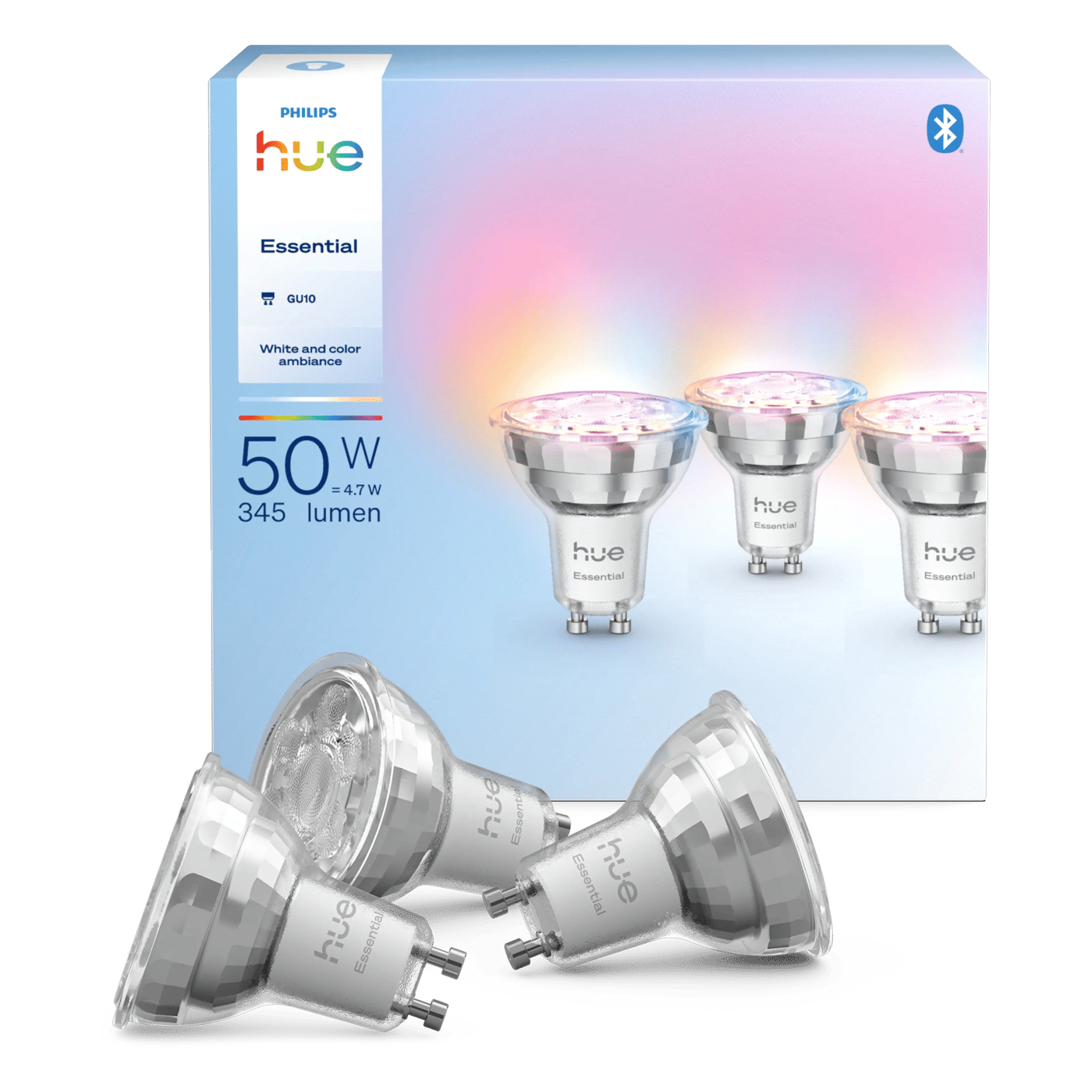 Philips Hue Essential Smart LED-pære GU10 345 lm 3-pk.