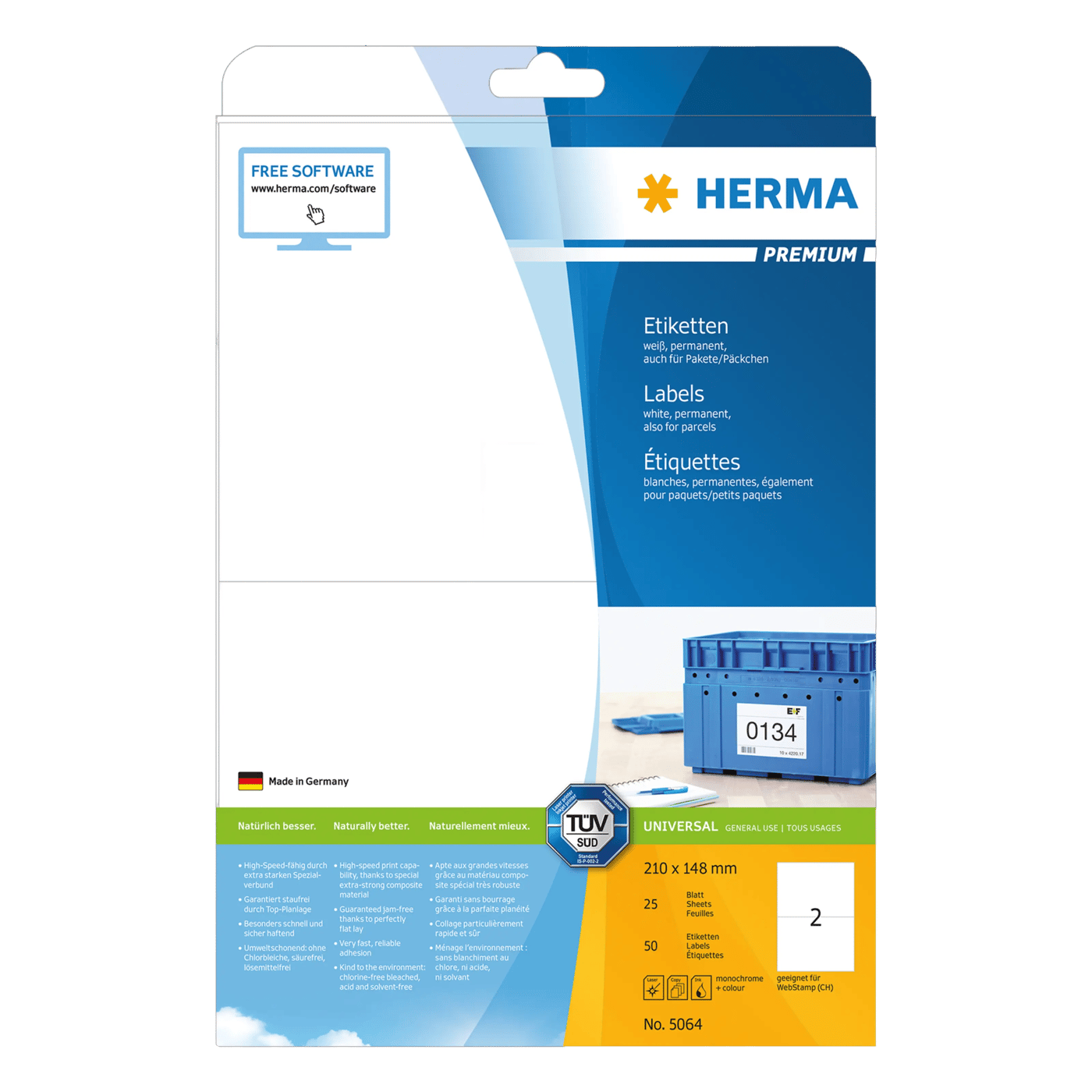 Herma Självhäftande skrivarpapper A5 50-pack Permanent