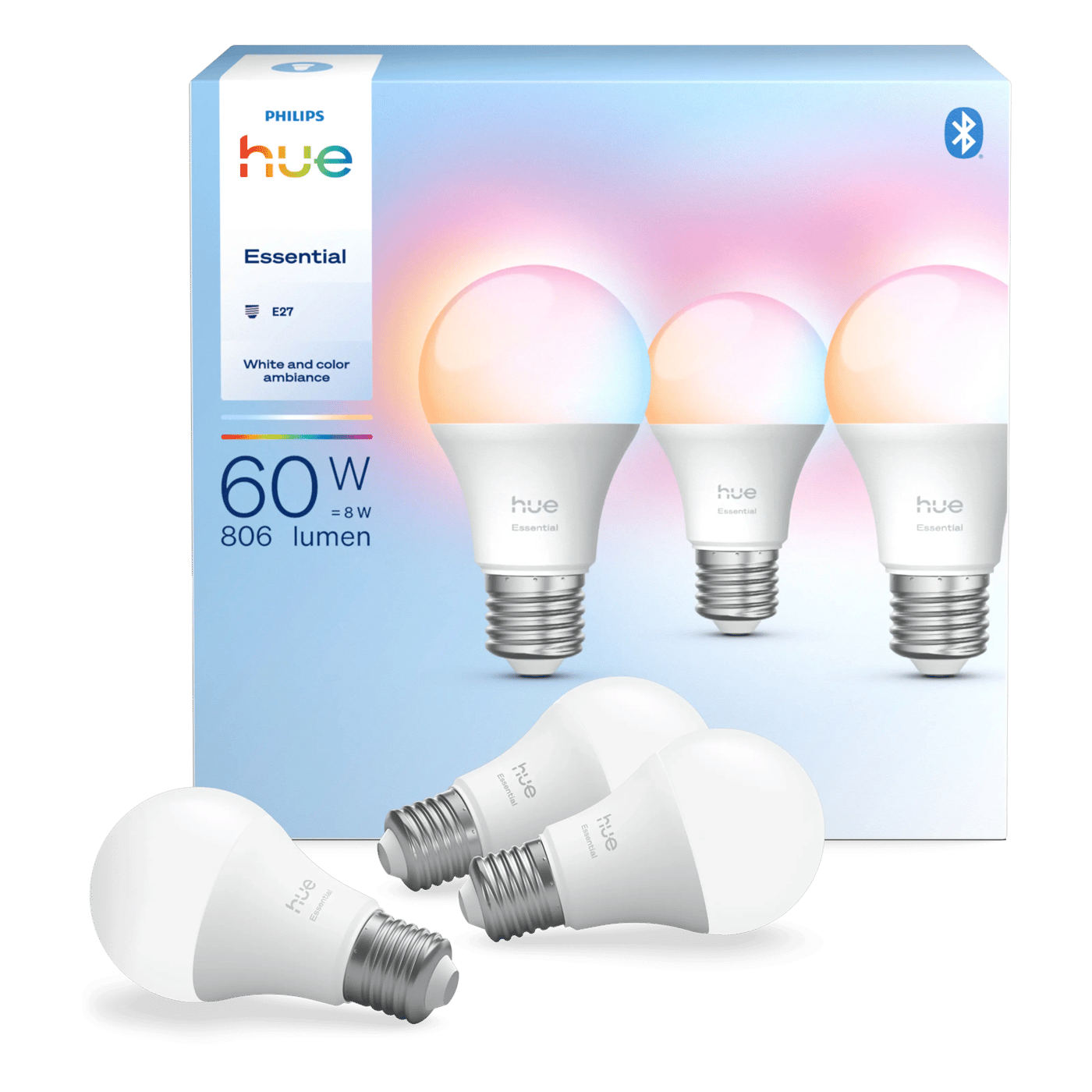 Philips Hue Essential Smart LED-lampa E27 806 lm 3-pack