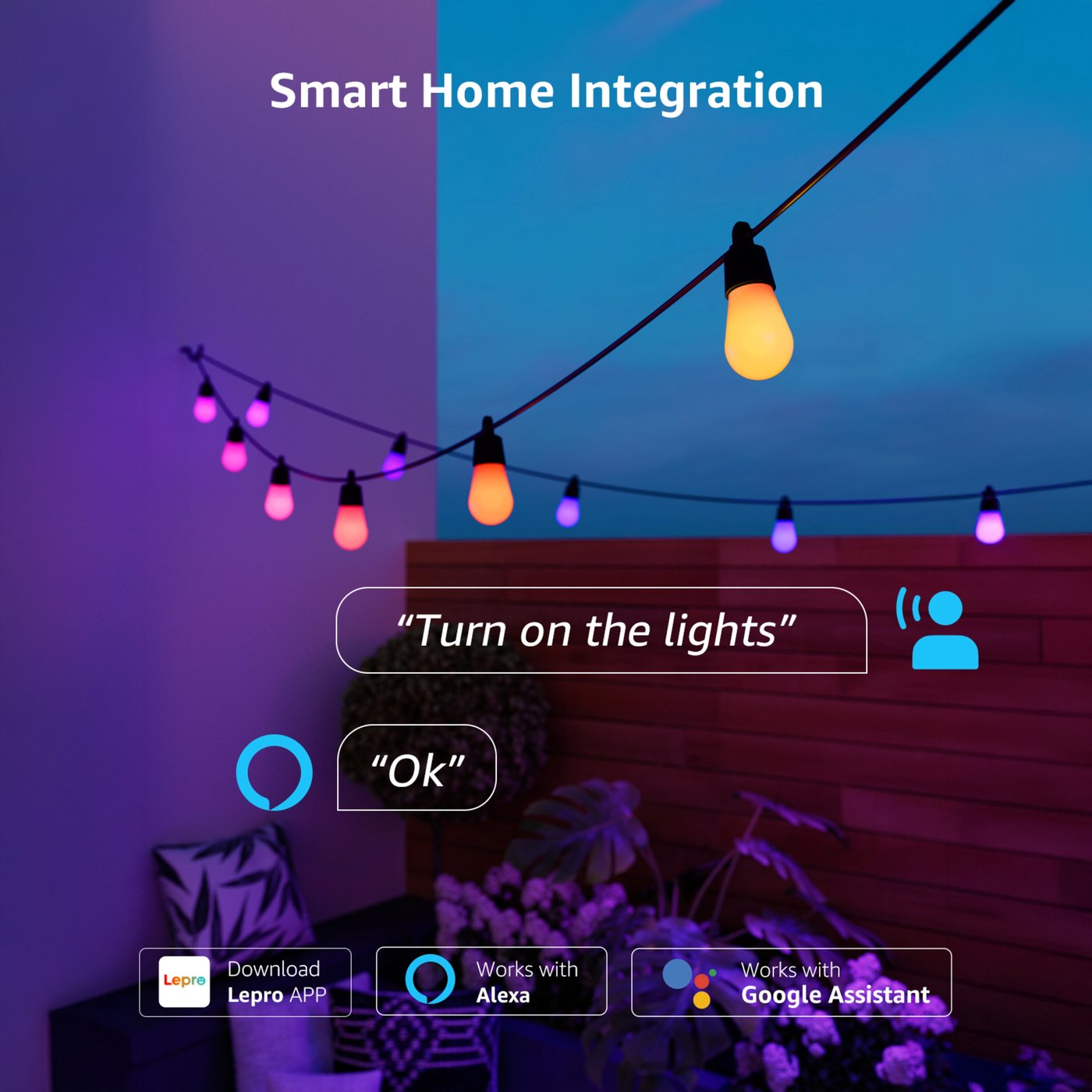 Lepro ZB1 AI Outdoor smart ljusslinga med RGBIC 30 m