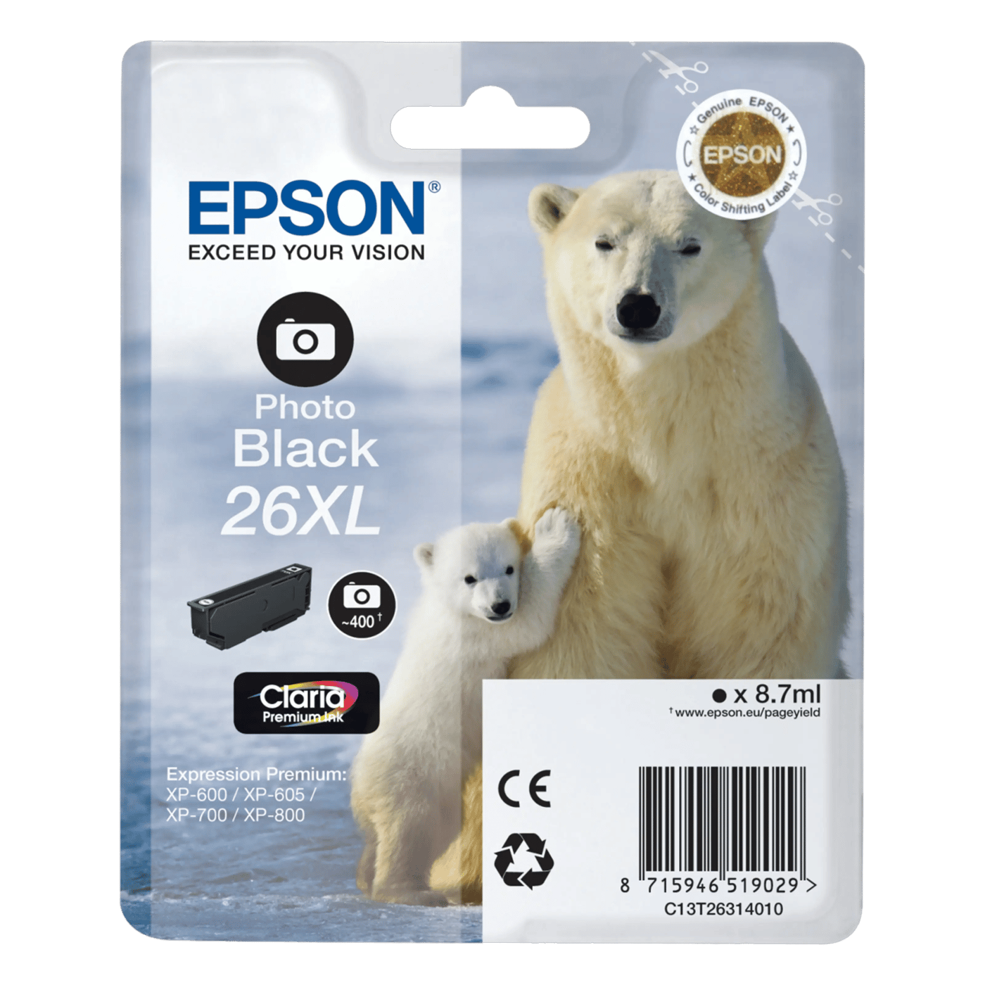 Epson T2631 XL Bläckpatron Fotosvart
