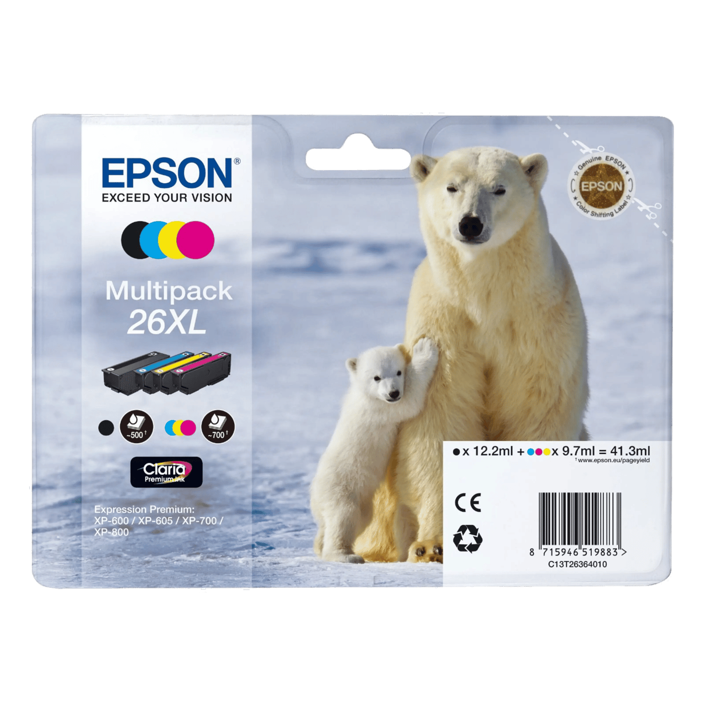 Epson T2636 XL Blekkpatroner, 4-pk.
