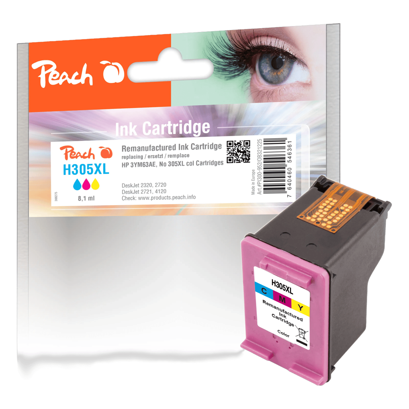 Peach Blekkpatron tilsvarer HP 305XL - Farge