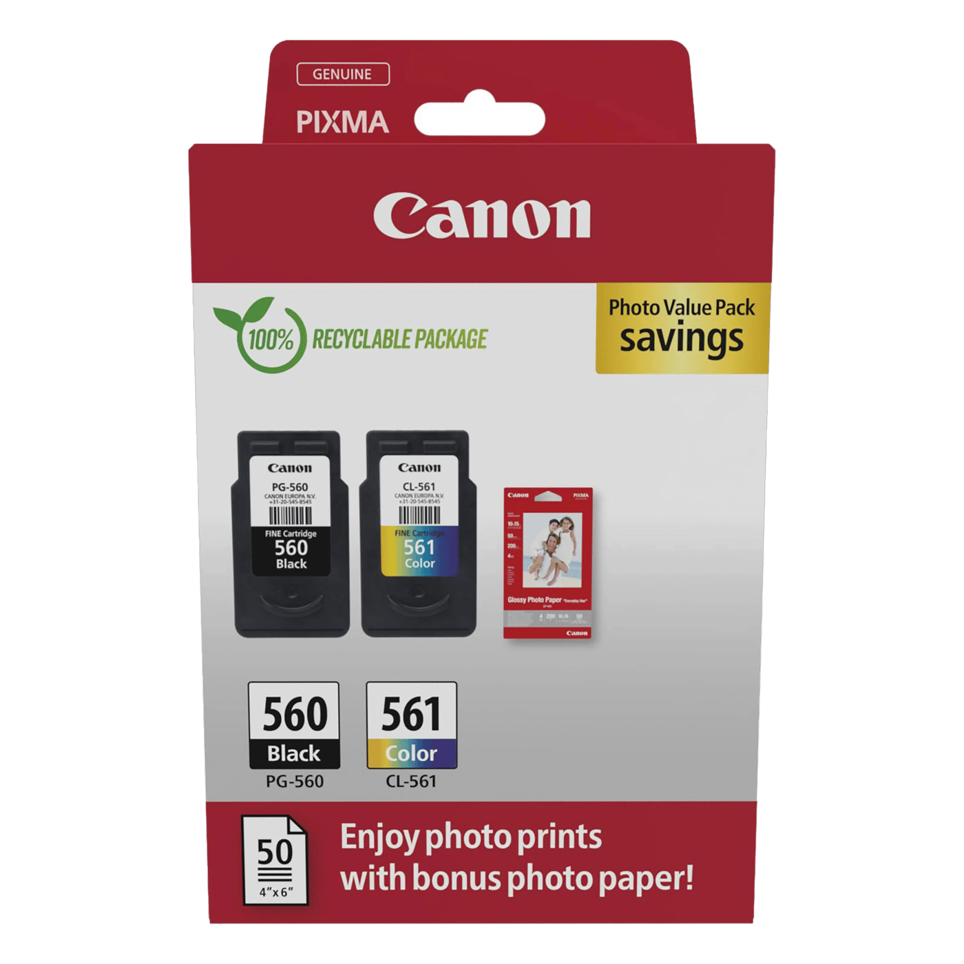 Canon PG-560 och CL-561 Bläckpatron 2-pack med fotopapper