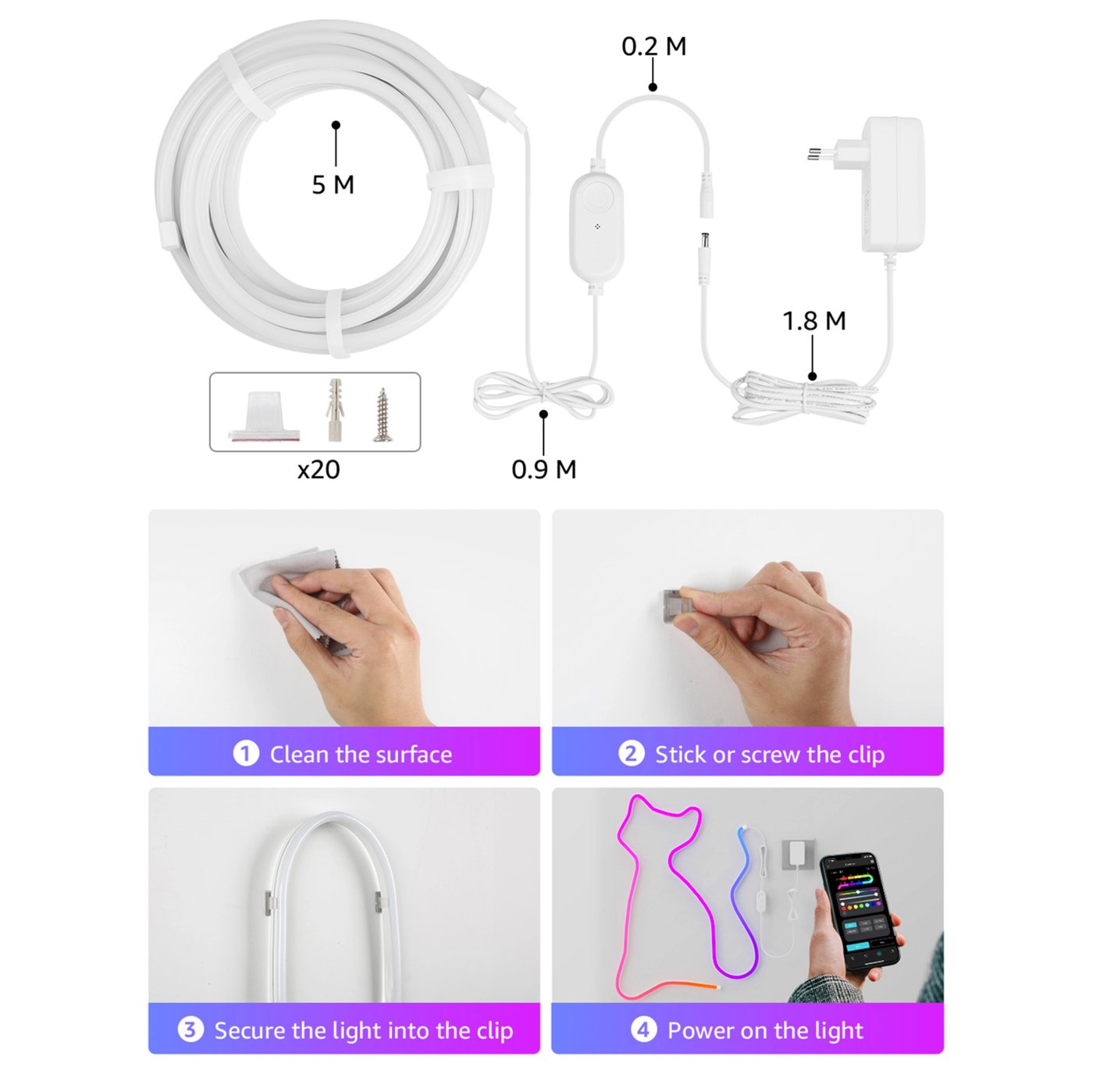 Lepro N1 AI Smart Rainbow LED-neonslynge 5 m