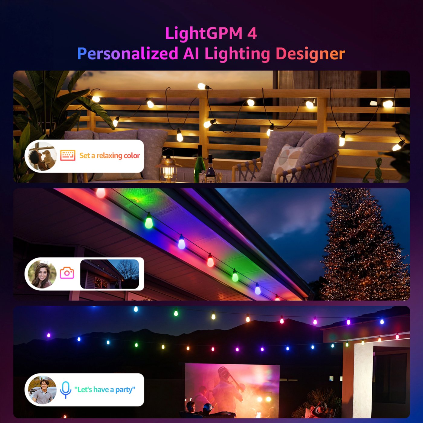 Lepro ZB1 AI Outdoor smart ljusslinga med RGBIC 15 m