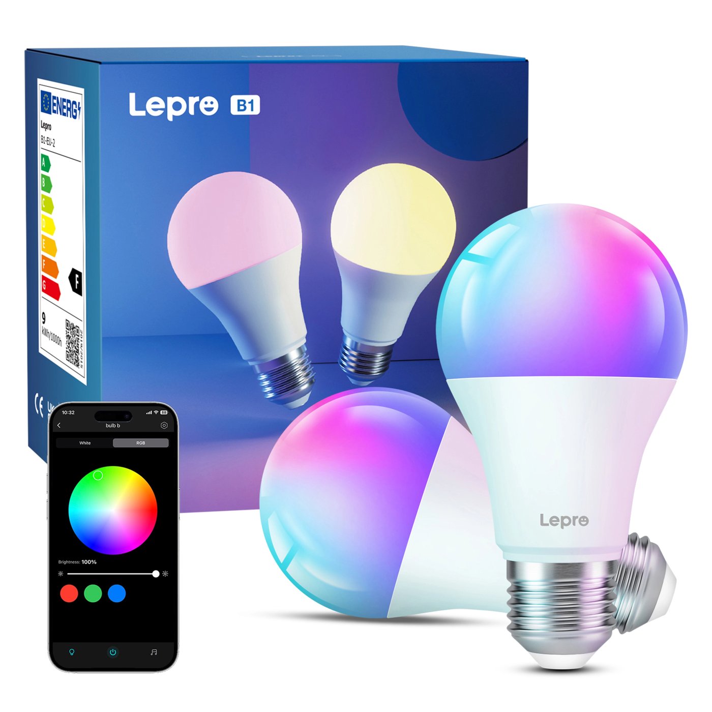 Lepro B1 AI Smart Bulb E27 2-pakning