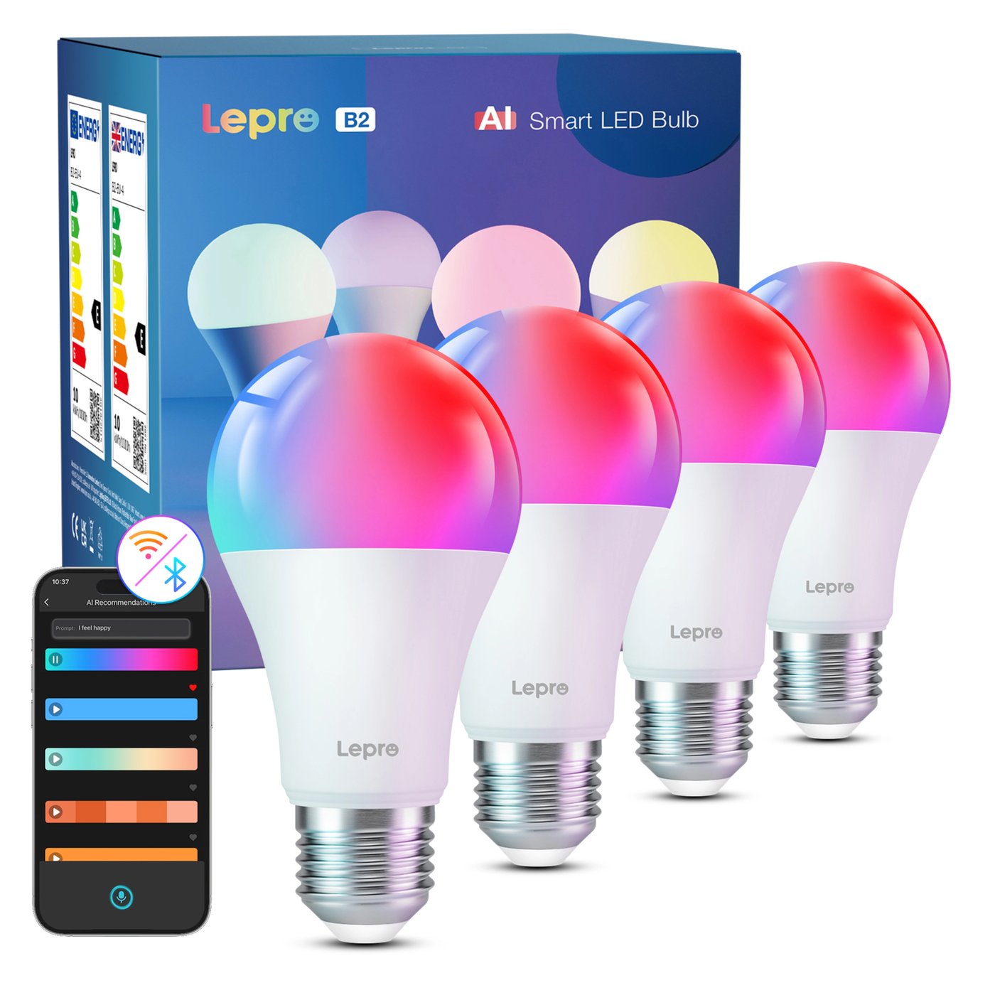 Lepro B2 AI Smart LED-lampa E27 4-pack