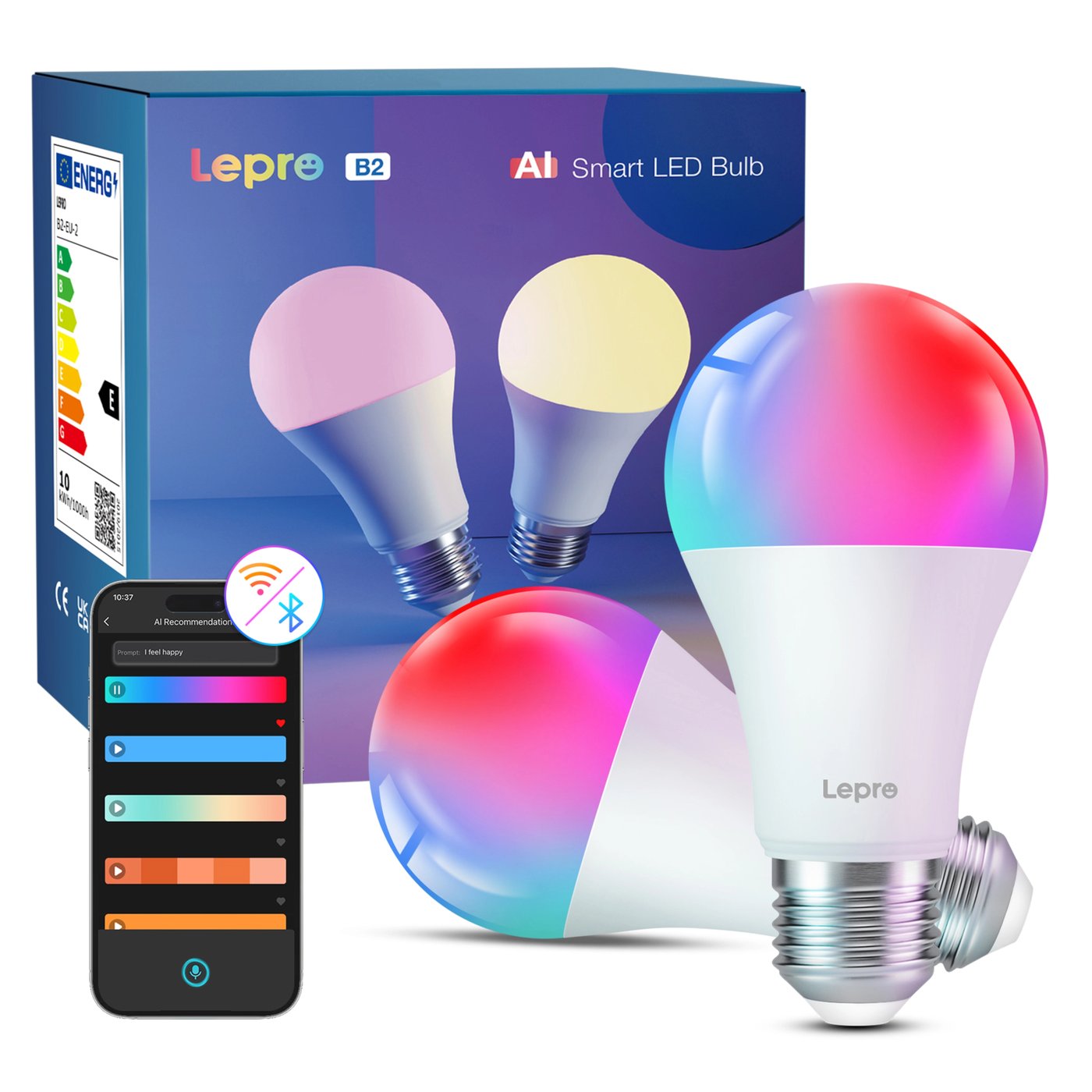Lepro B2 AI Smart LED-lampa E27 2-pack