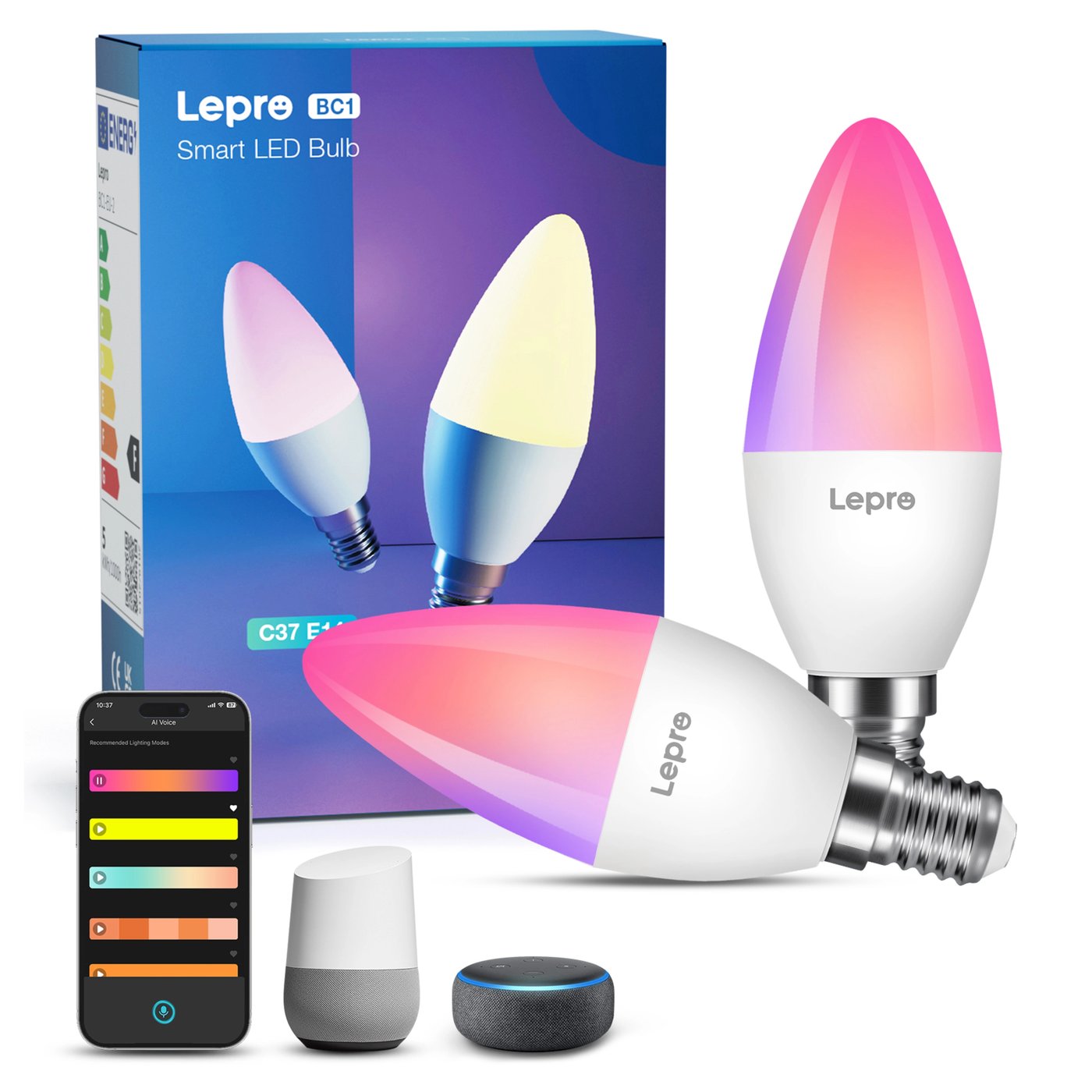 Lepro BC1 AI Smart Bulb E14 2-pakning
