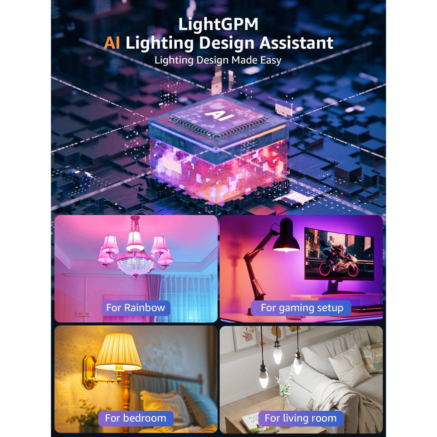 Lepro BC1 AI Smart Bulb E14 4-pakning