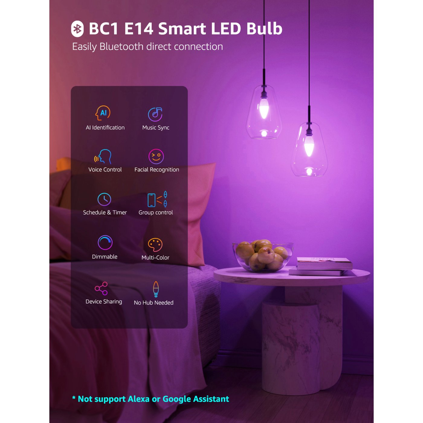 Lepro BC1 AI Smart Bulb E14 4-pakning