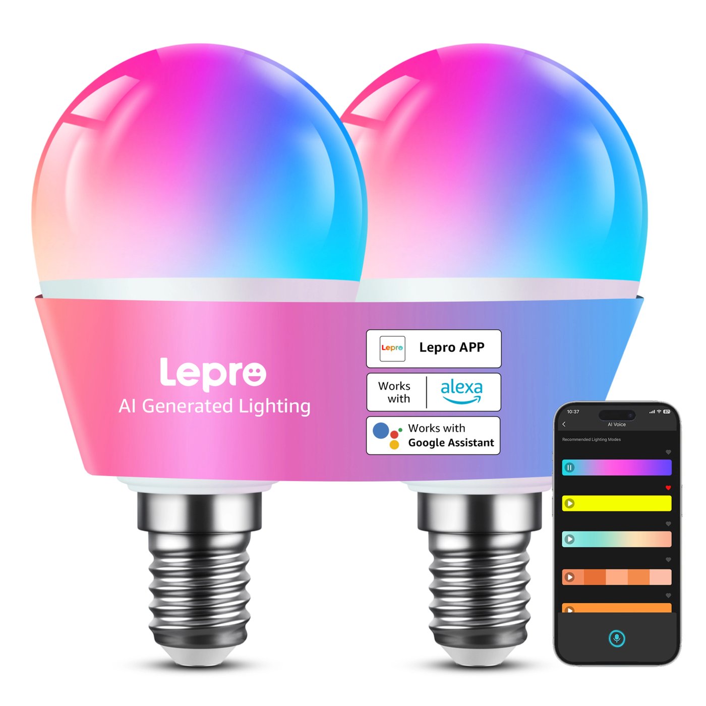 Lepro BP1 AI Smart Bulb E14 2-pakning