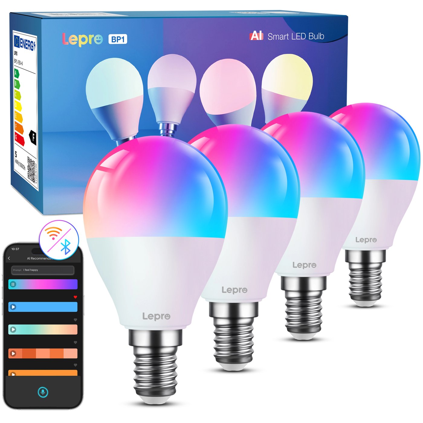 Lepro BP1 AI Smart Bulb E14 4-pk.