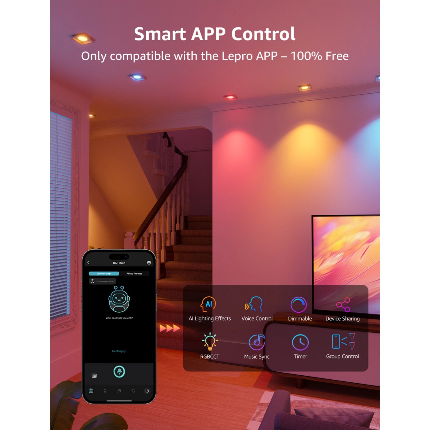 Lepro BG1 AI Smart Bulb GU10-lampe 2-pakning