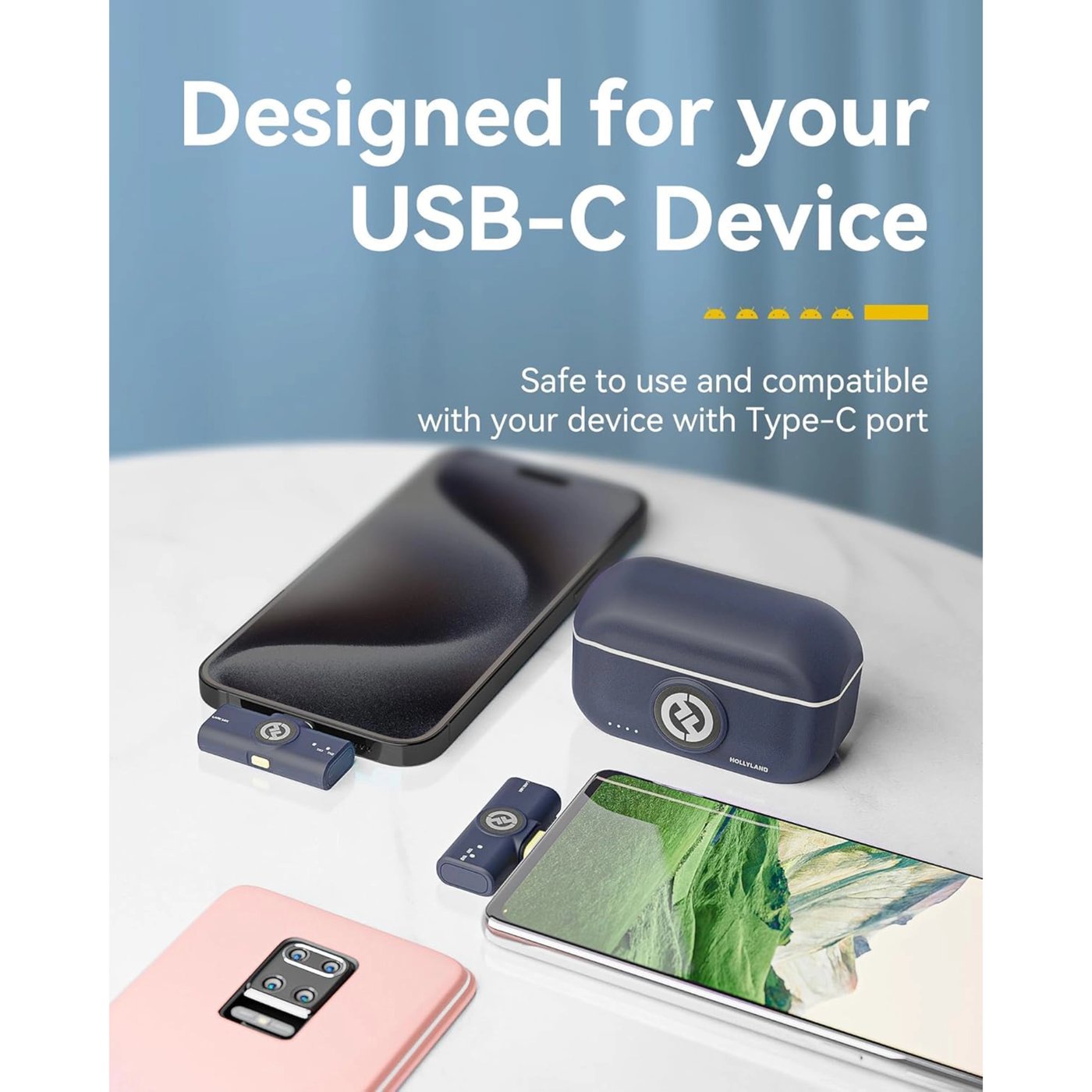 Hollyland LARK M2 Mini Combo trådløst mikrofonsystem Kamera + USB-C