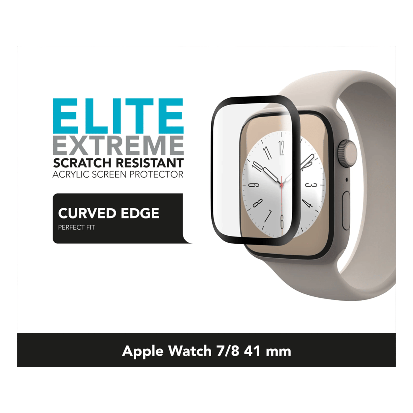 Linocell Elite Extreme Curved Skjermbeskytter for Apple Watch Series 7, 8 og 9 41 mm